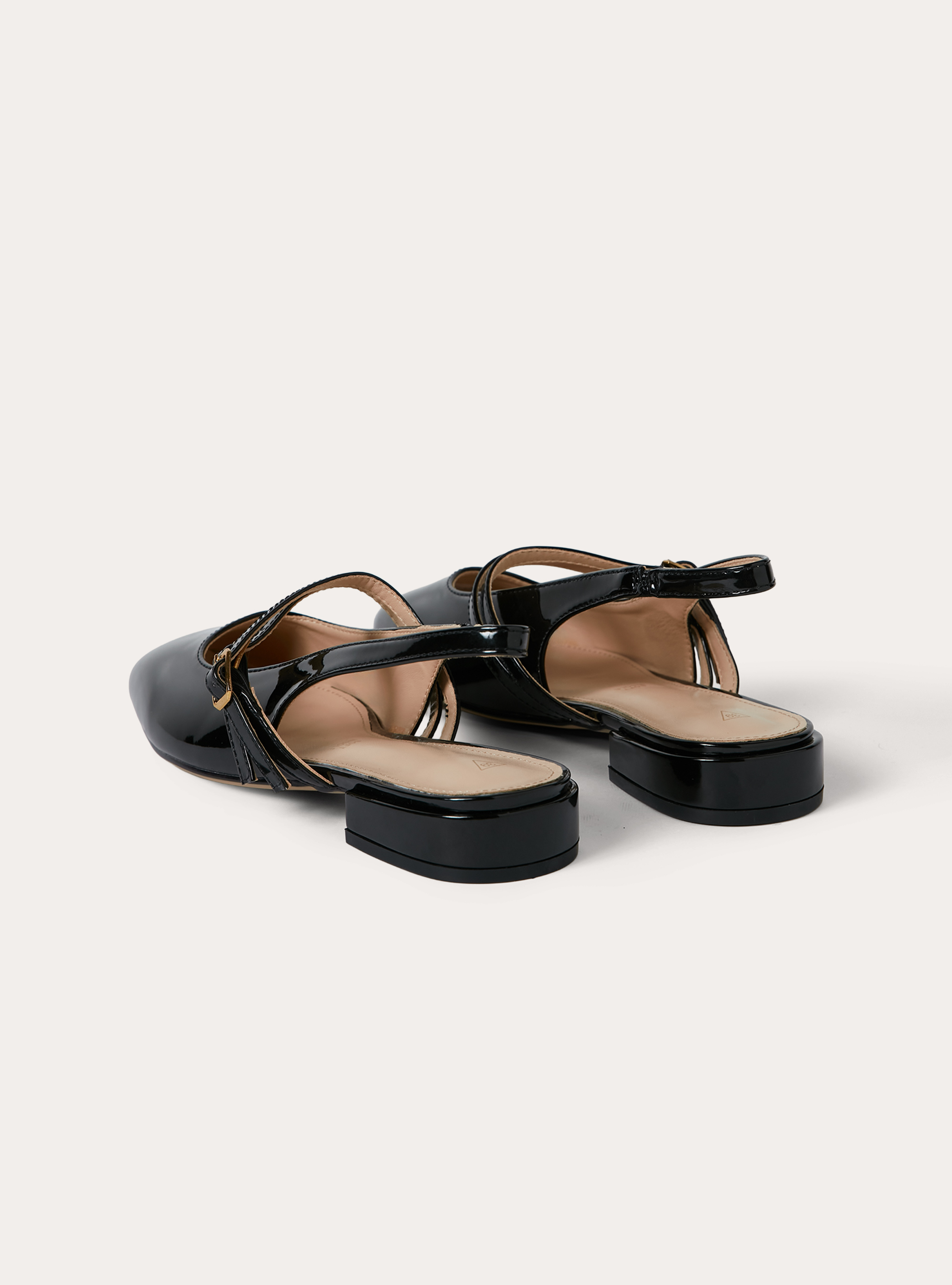 Ballerine slingback tinta unita effetto pelle, BK1 BLACK