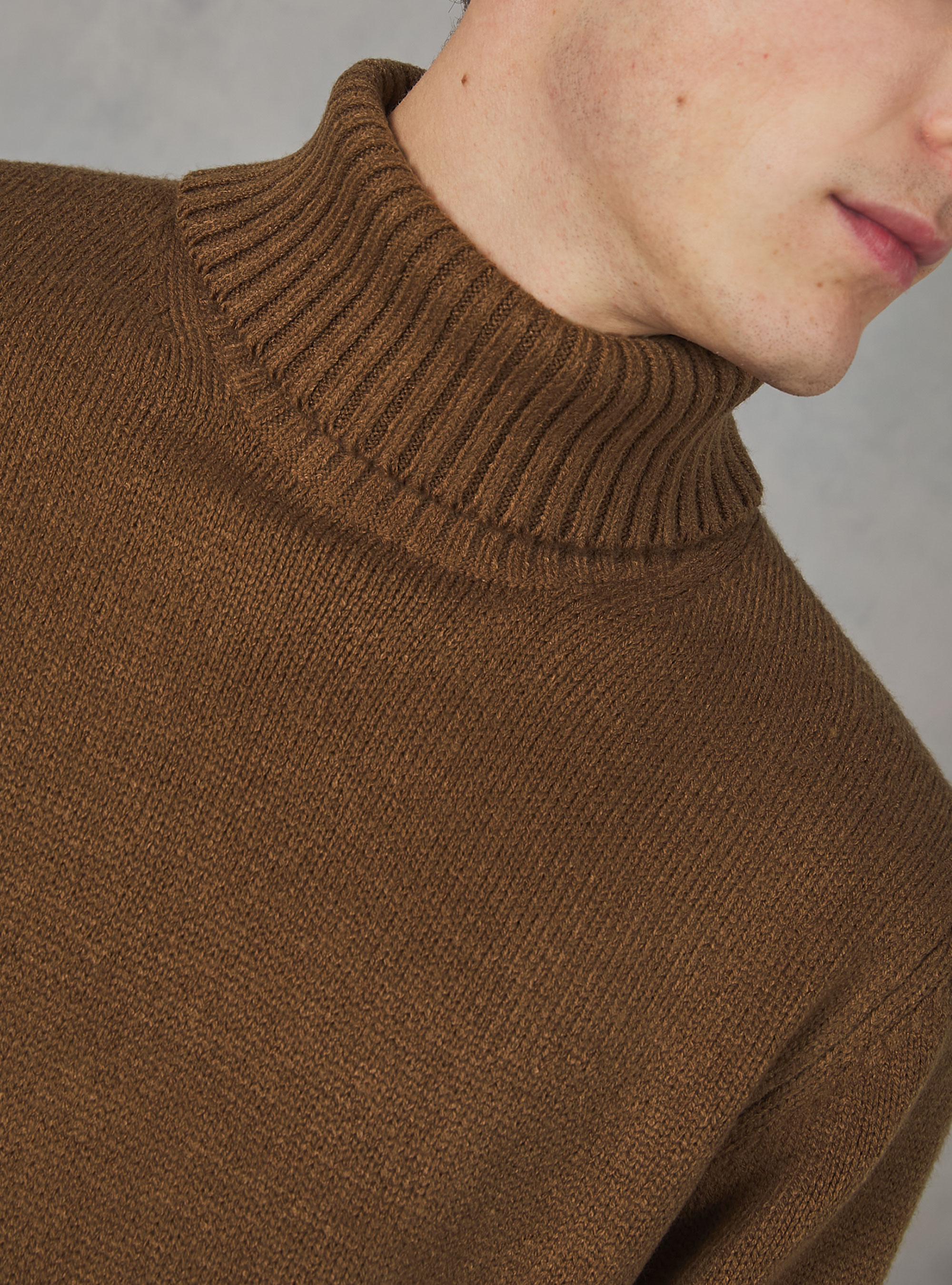 Pullover a collo alto cachemire touch, TB2 TOBACCO MEDIUM