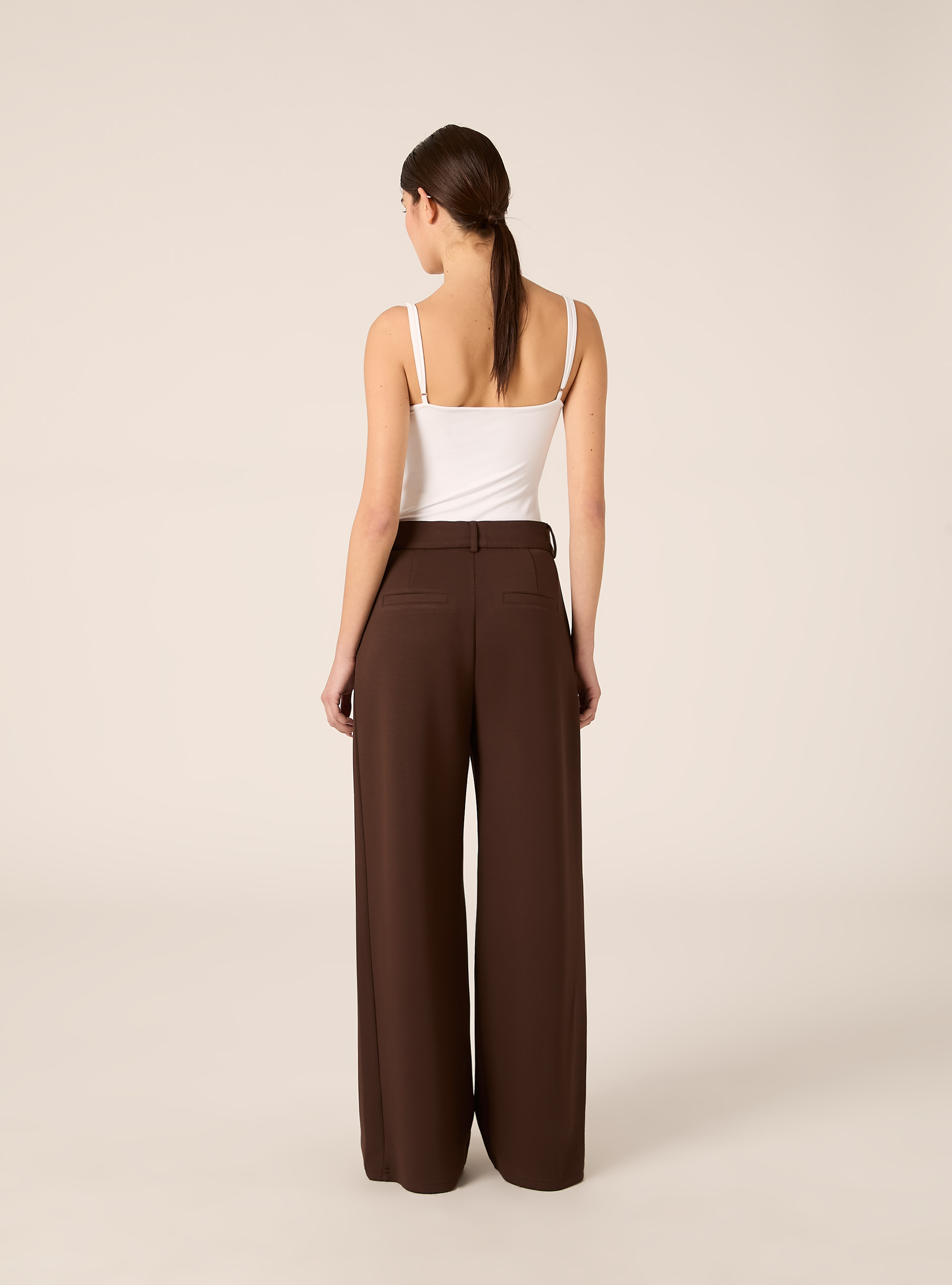 Pantalon large &agrave; toucher doux, BR1 BROWN DARK
