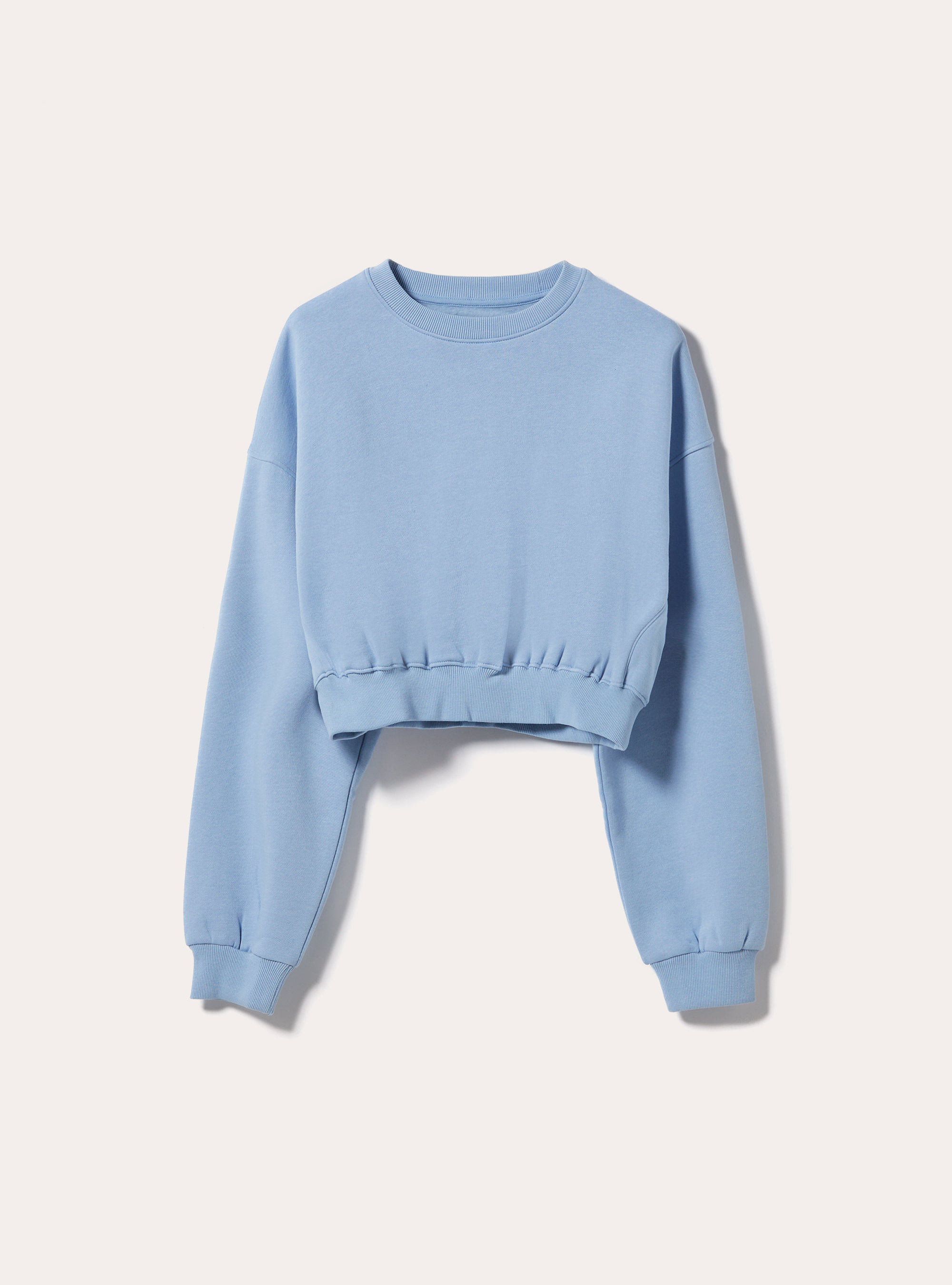 Cotton crop crew-neck sweatshirt, AZ3 AZURE LIGHT