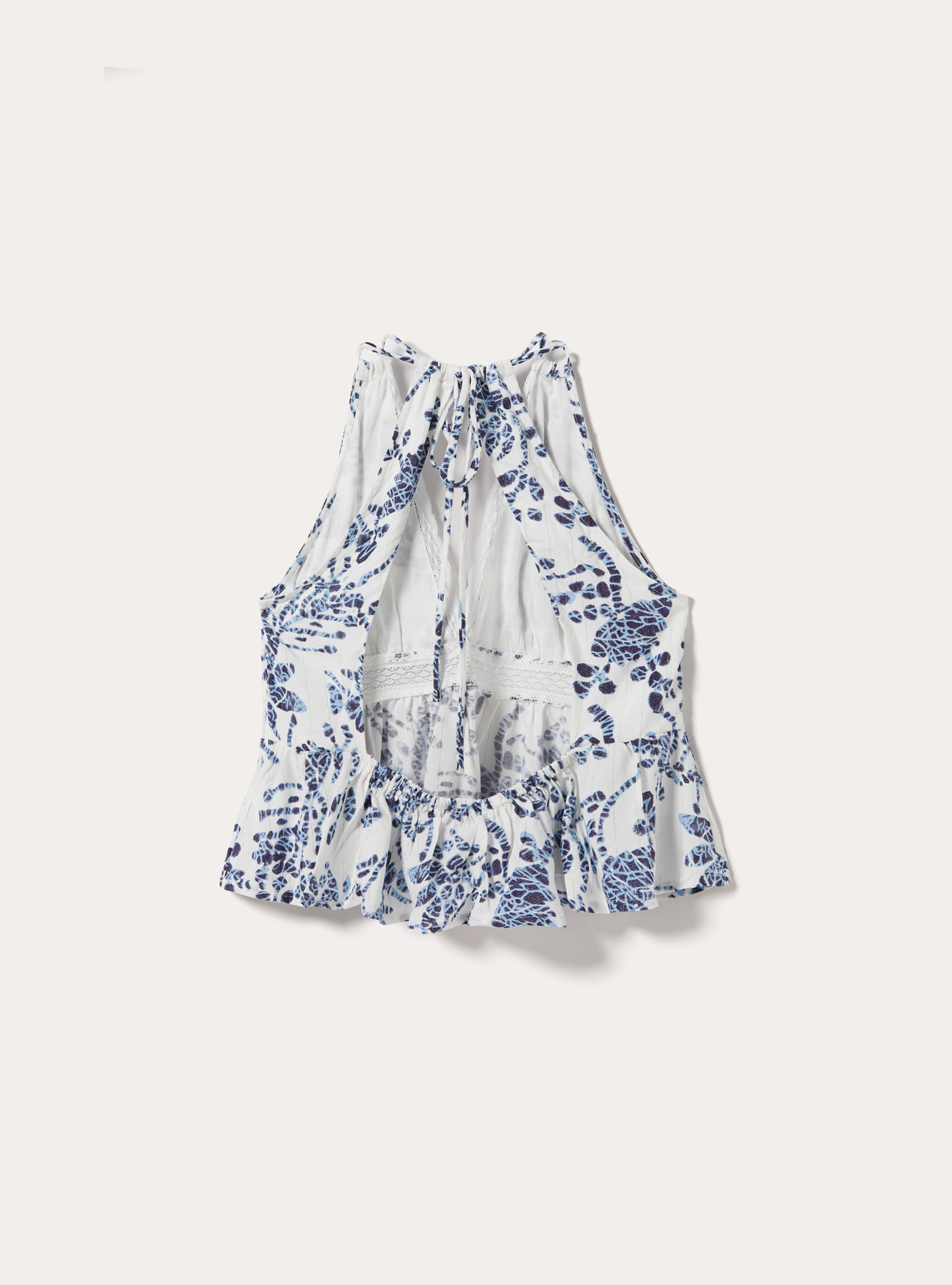 Top stampato con dettagli lurex, WH2 WHITE