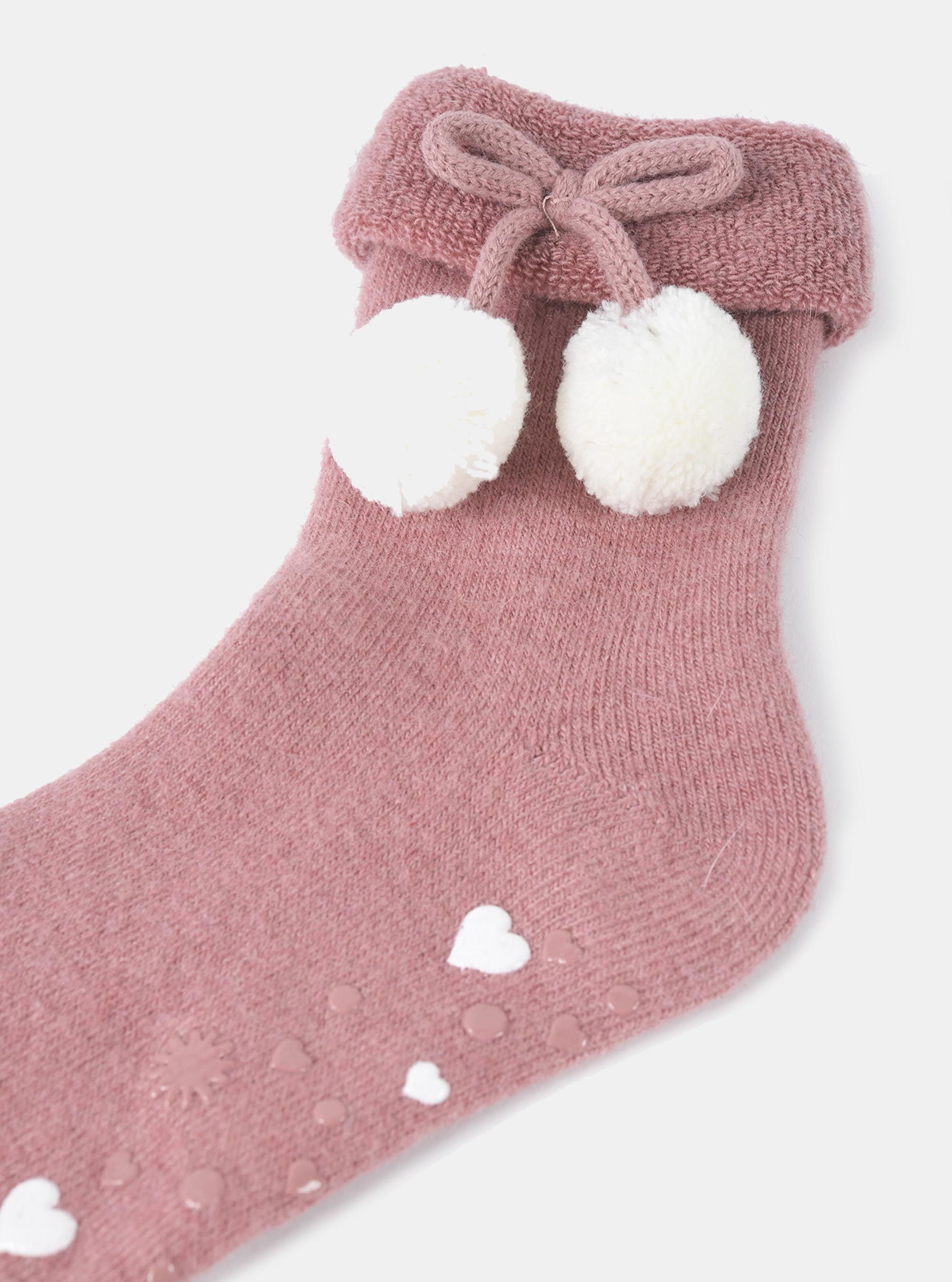 Calzini antiscivolo con pom pom, C051 PINK