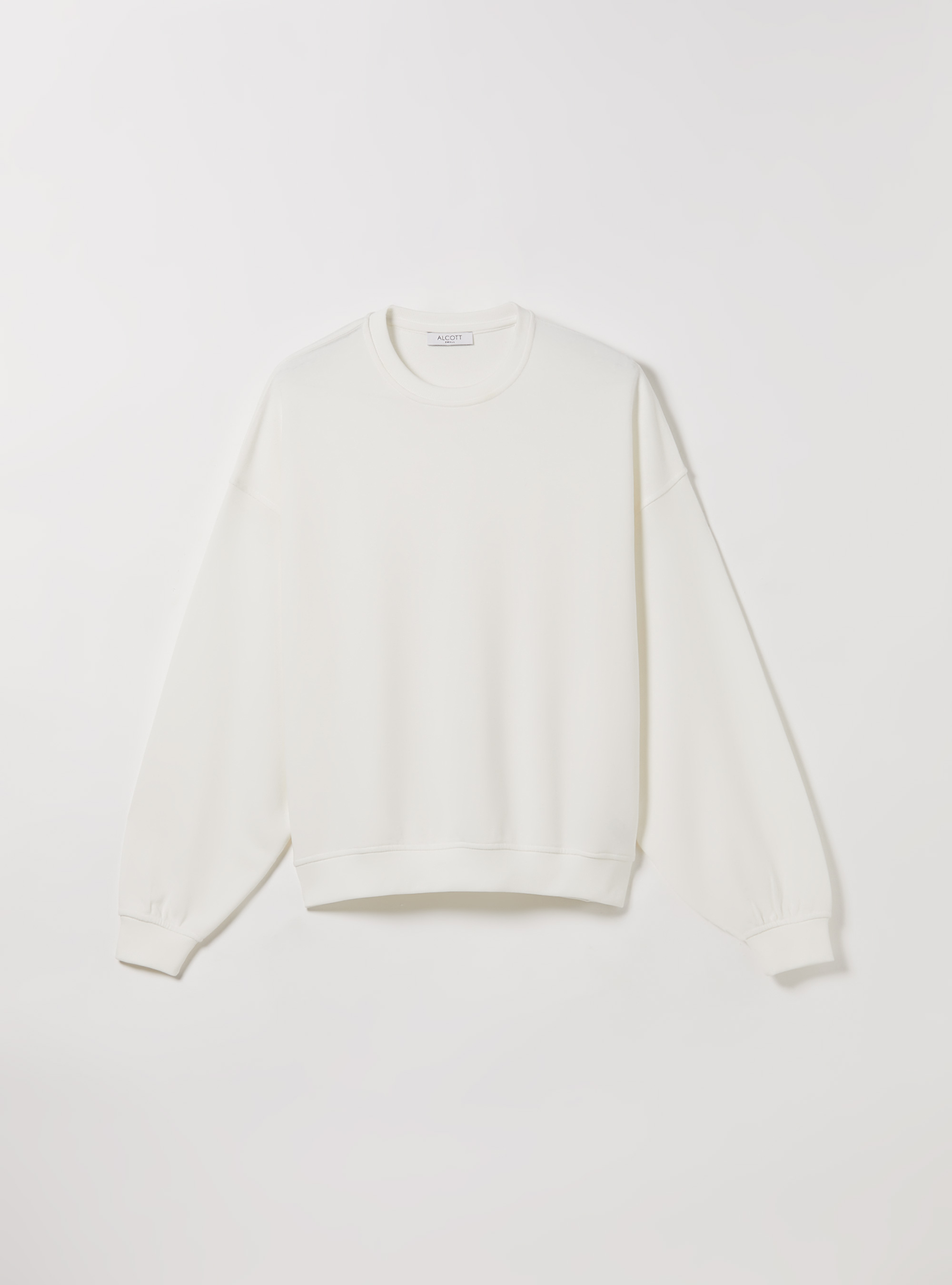 Plain cotton crew-neck sweatshirt, WH2 WHITE