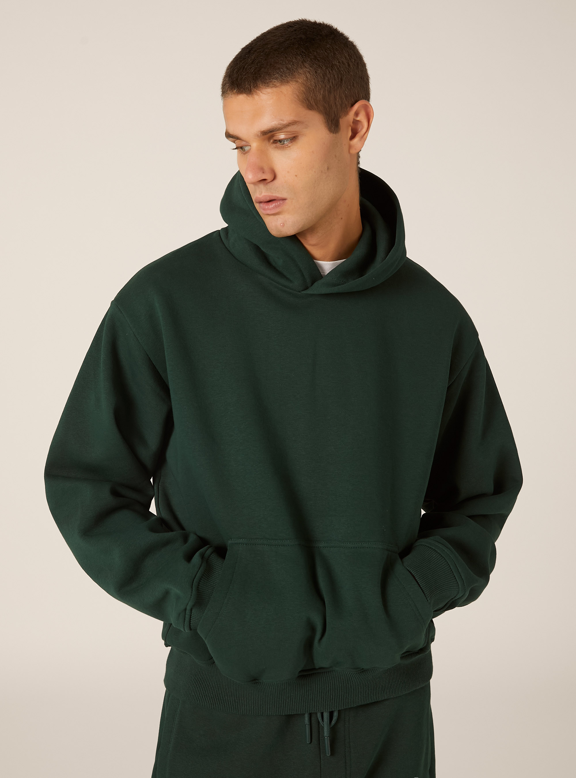 Boxy fit hoodie, GN1 GREEN DARK