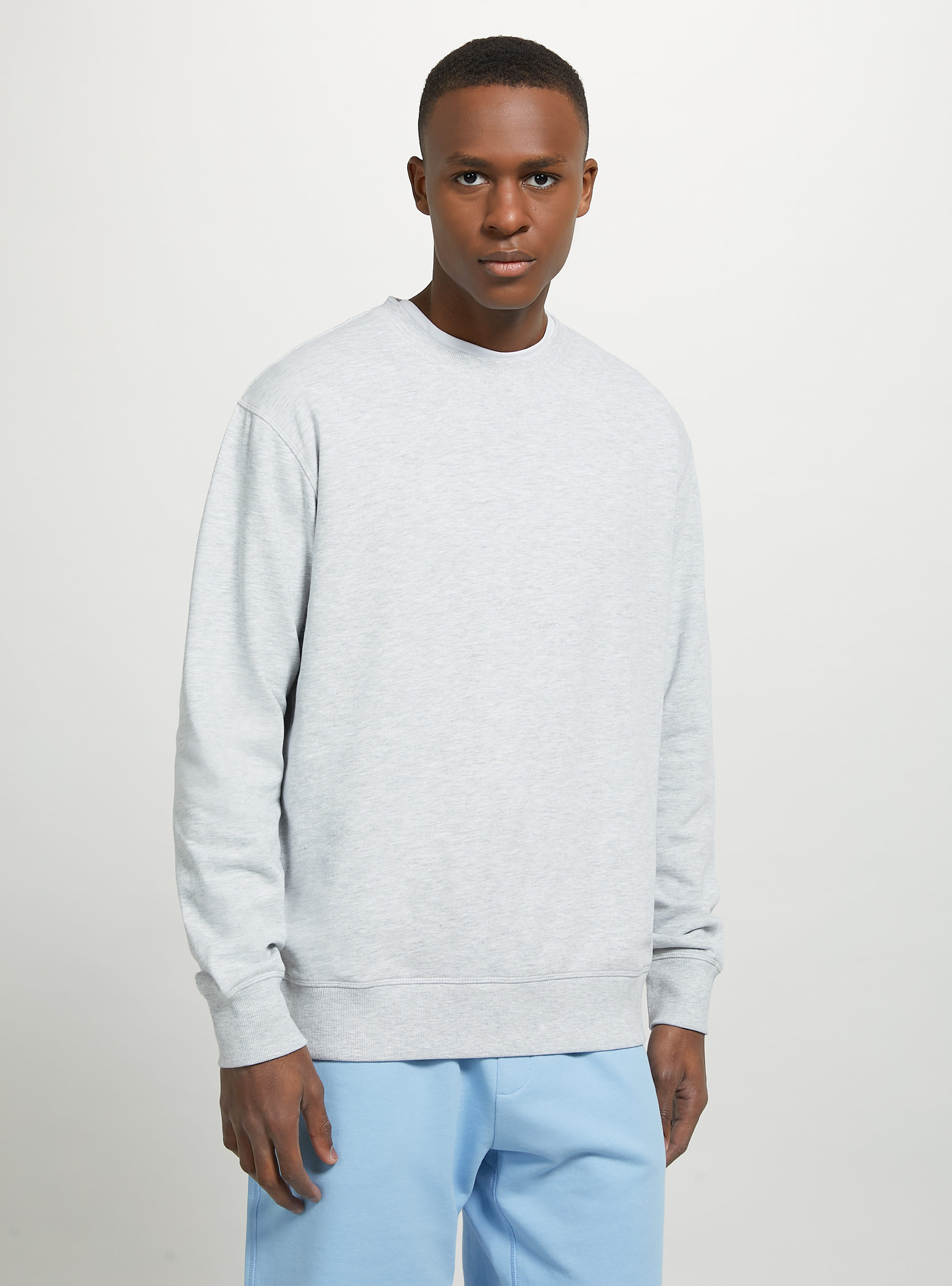 Plain-coloured crew-neck sweatshirt, MGY3 GREY MEL LIGHT