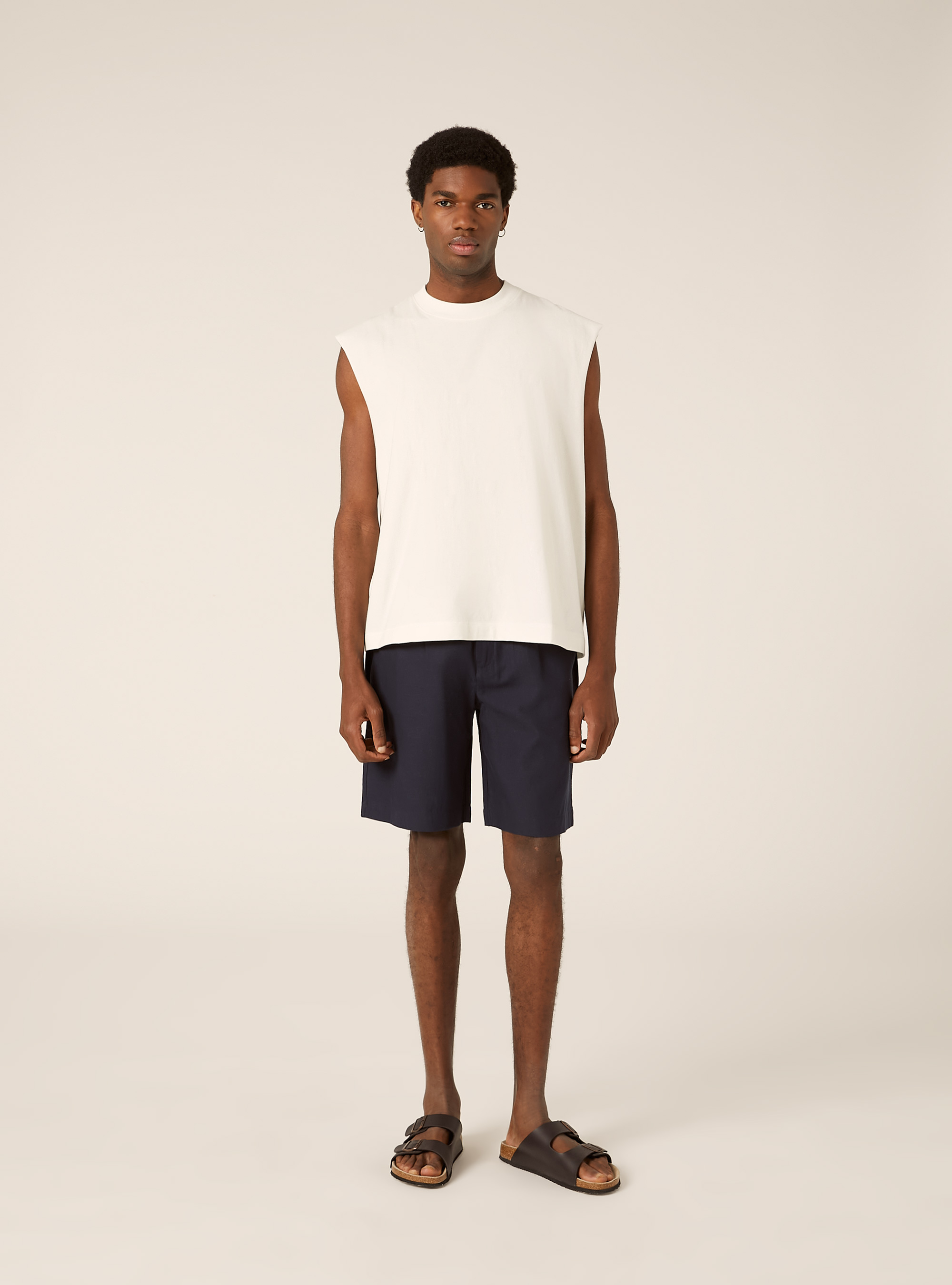 Leinen-Bermudas mit Kordelzug, NA1 NAVY DARK