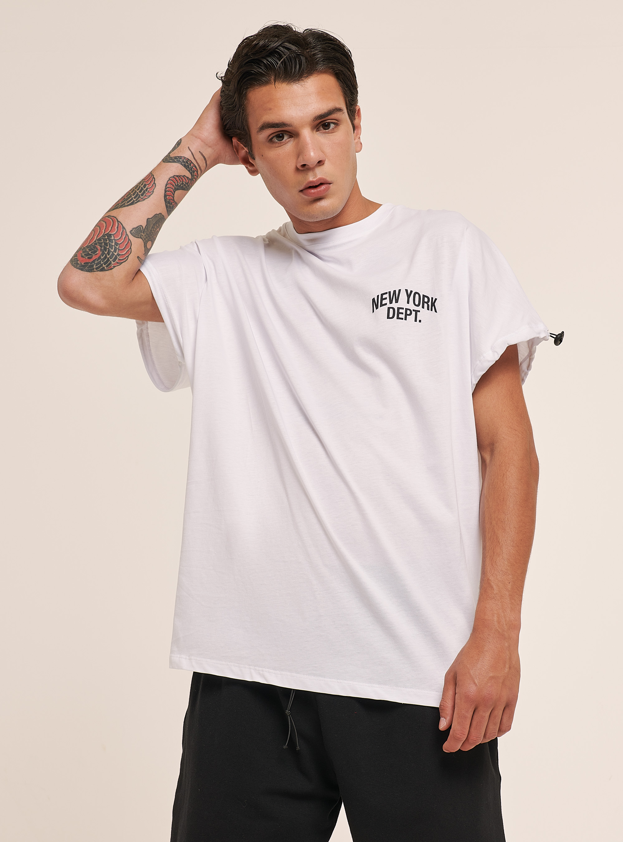 Cotton T-shirt with print, WHITE