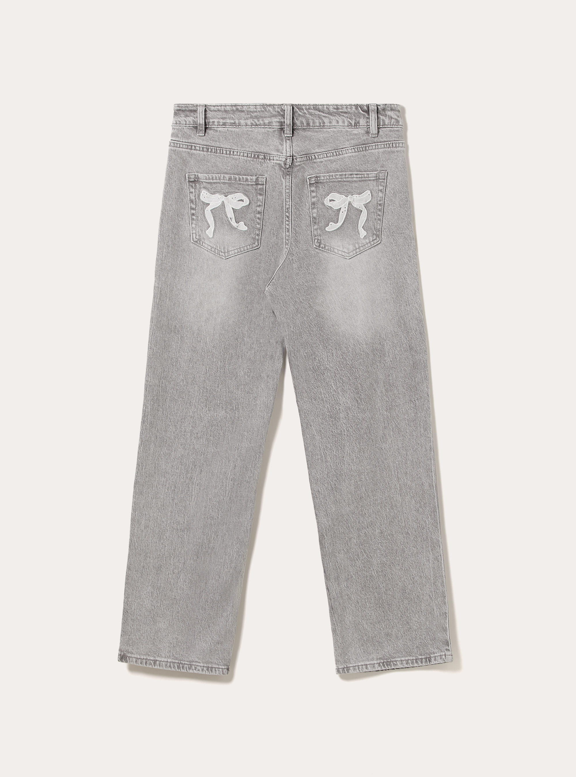 Jeans mit geradem Schnitt und Schleifen, D00G GREY