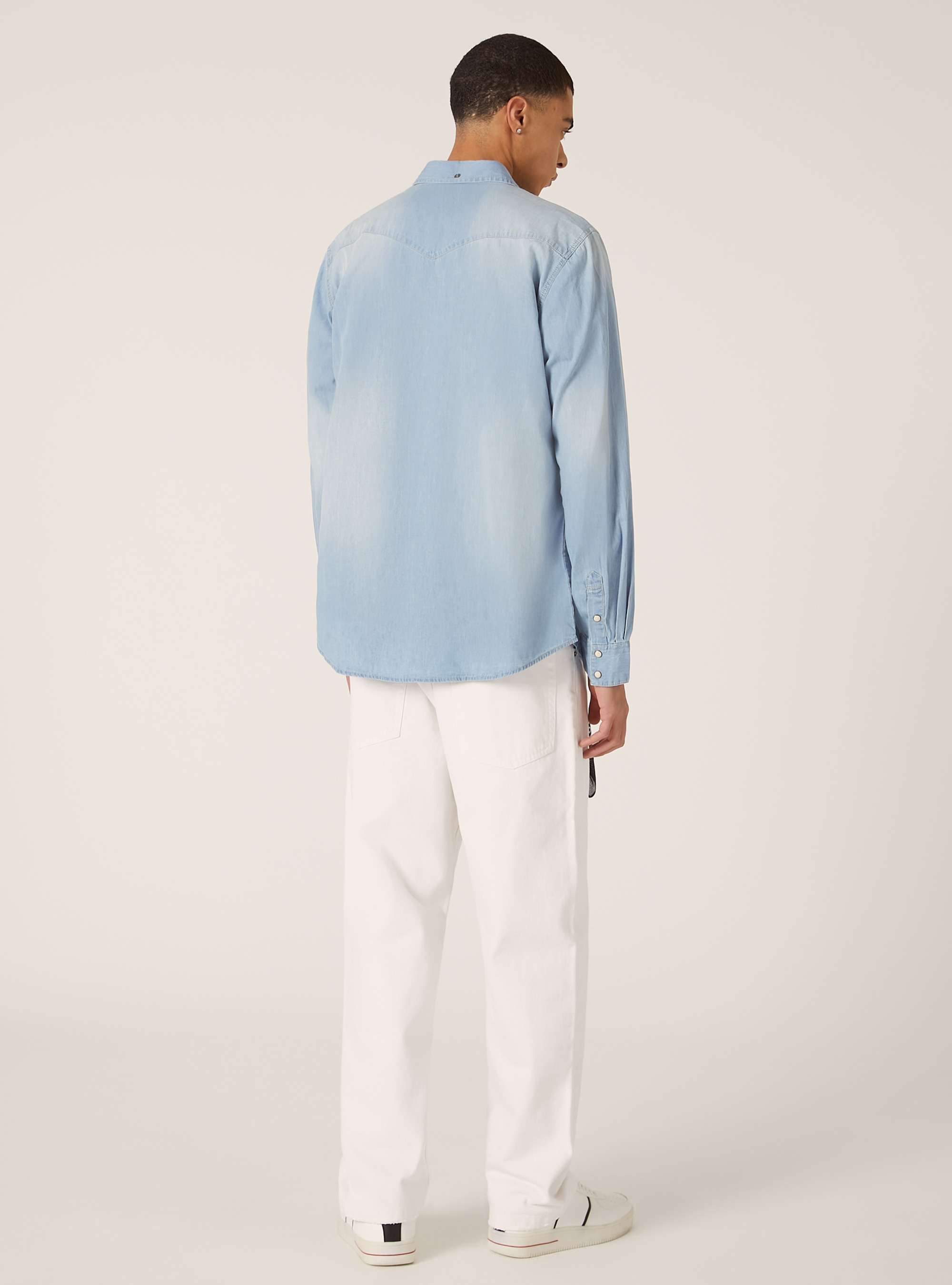 Camicia in denim basica, D007 LIGHT AZURE
