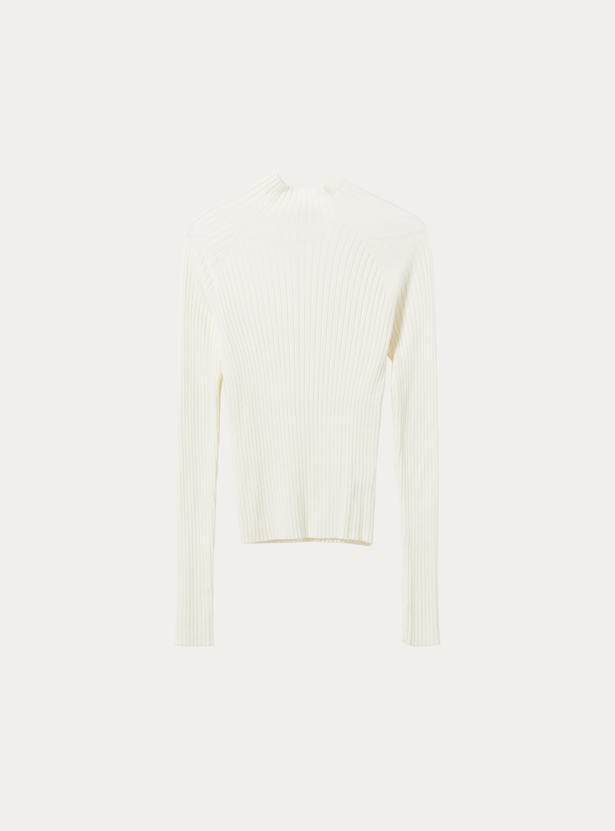 Ribbed mock neck jumper with raglan sleeves, WH1 OFF WHITE