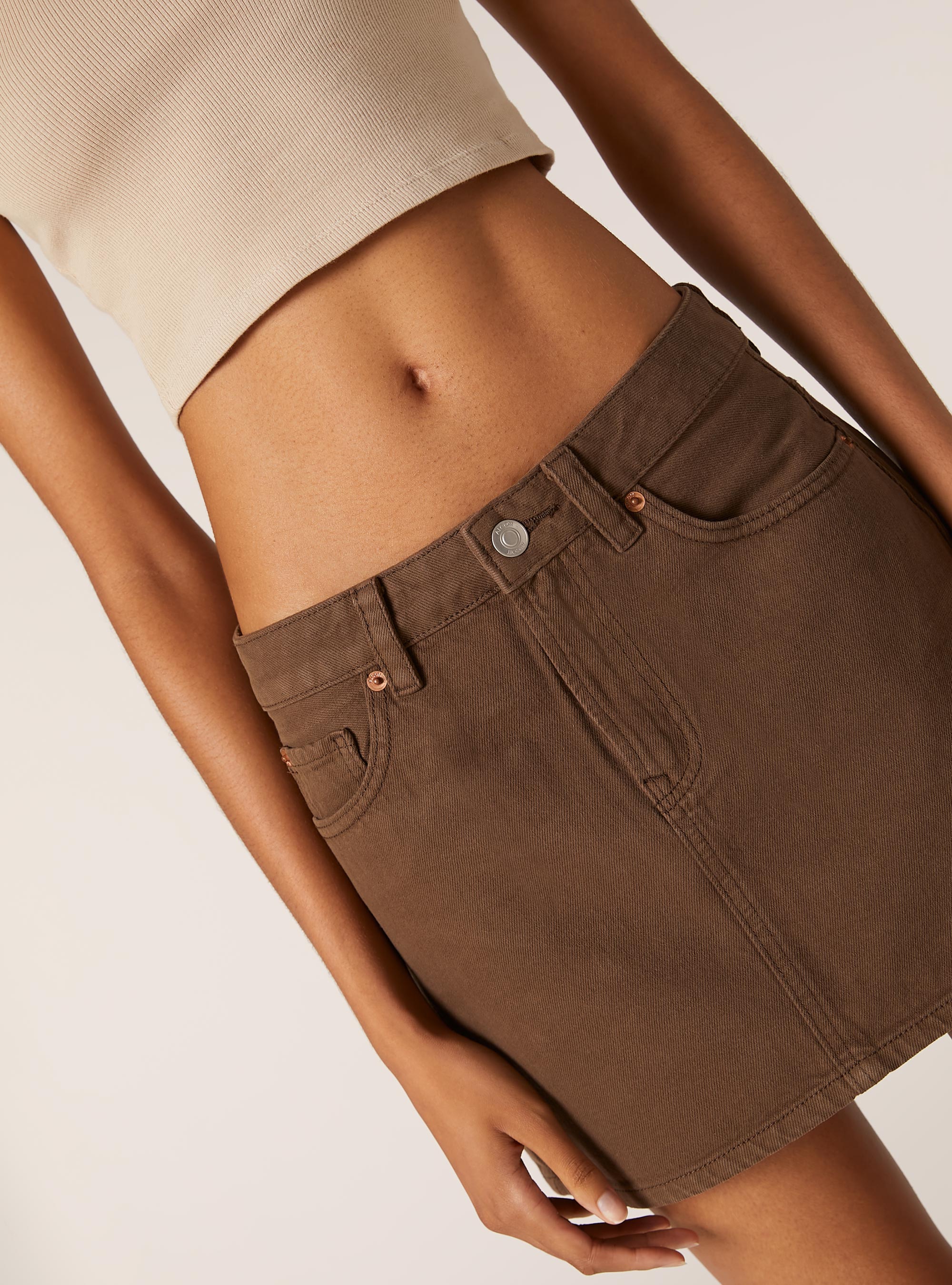 Mini twill skirt, BR2 BROWN MEDIUM