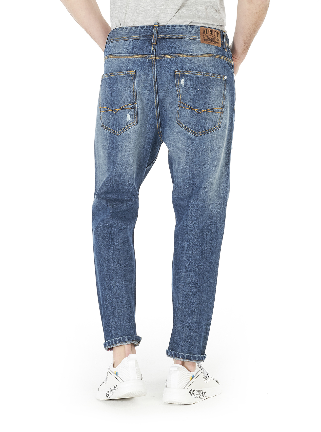 Jeans carrot fit con rotture, BLU