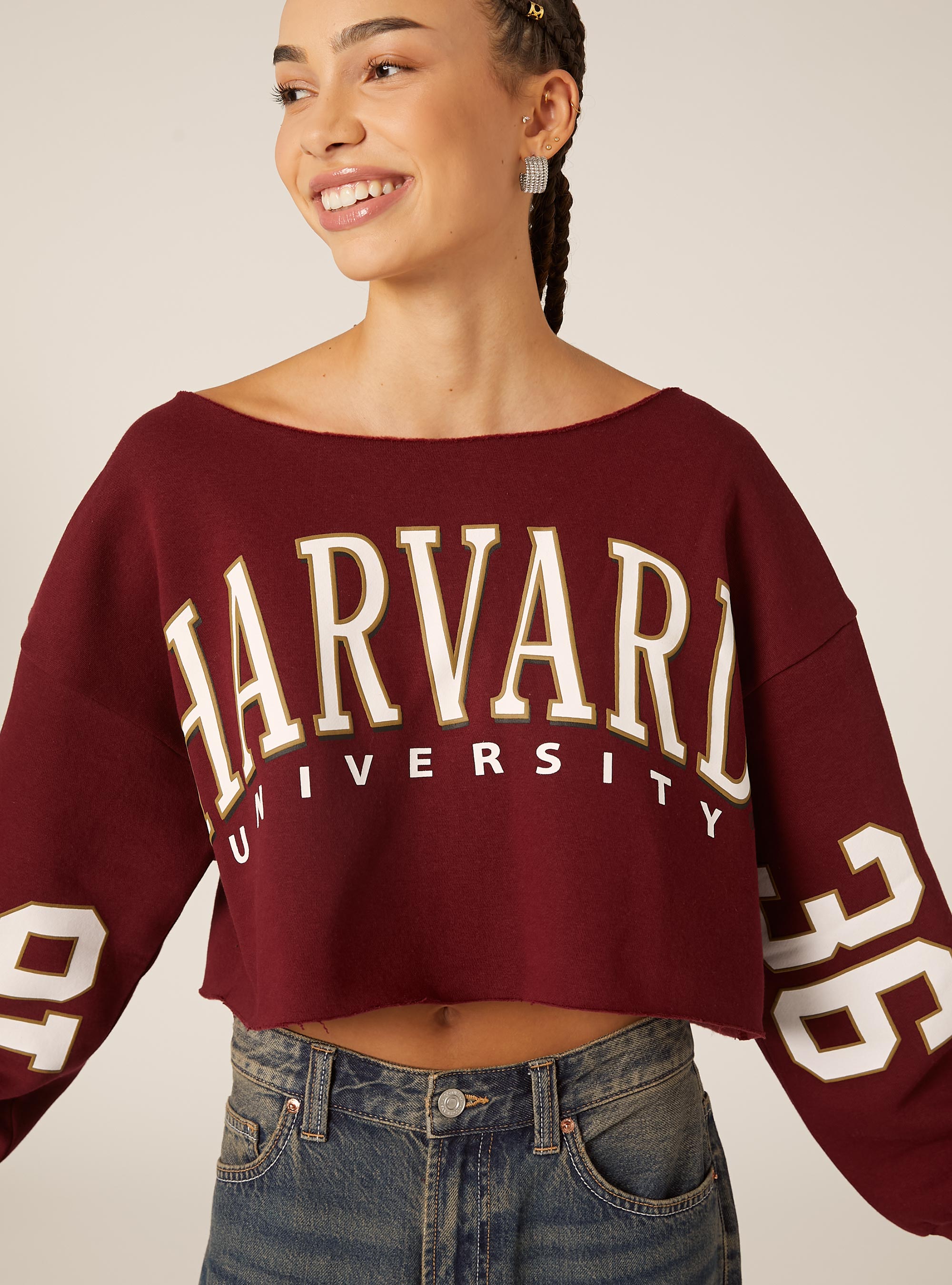 Felpa con scollo a barca Harvard / Alcott, BO1 BORDEAUX DARK