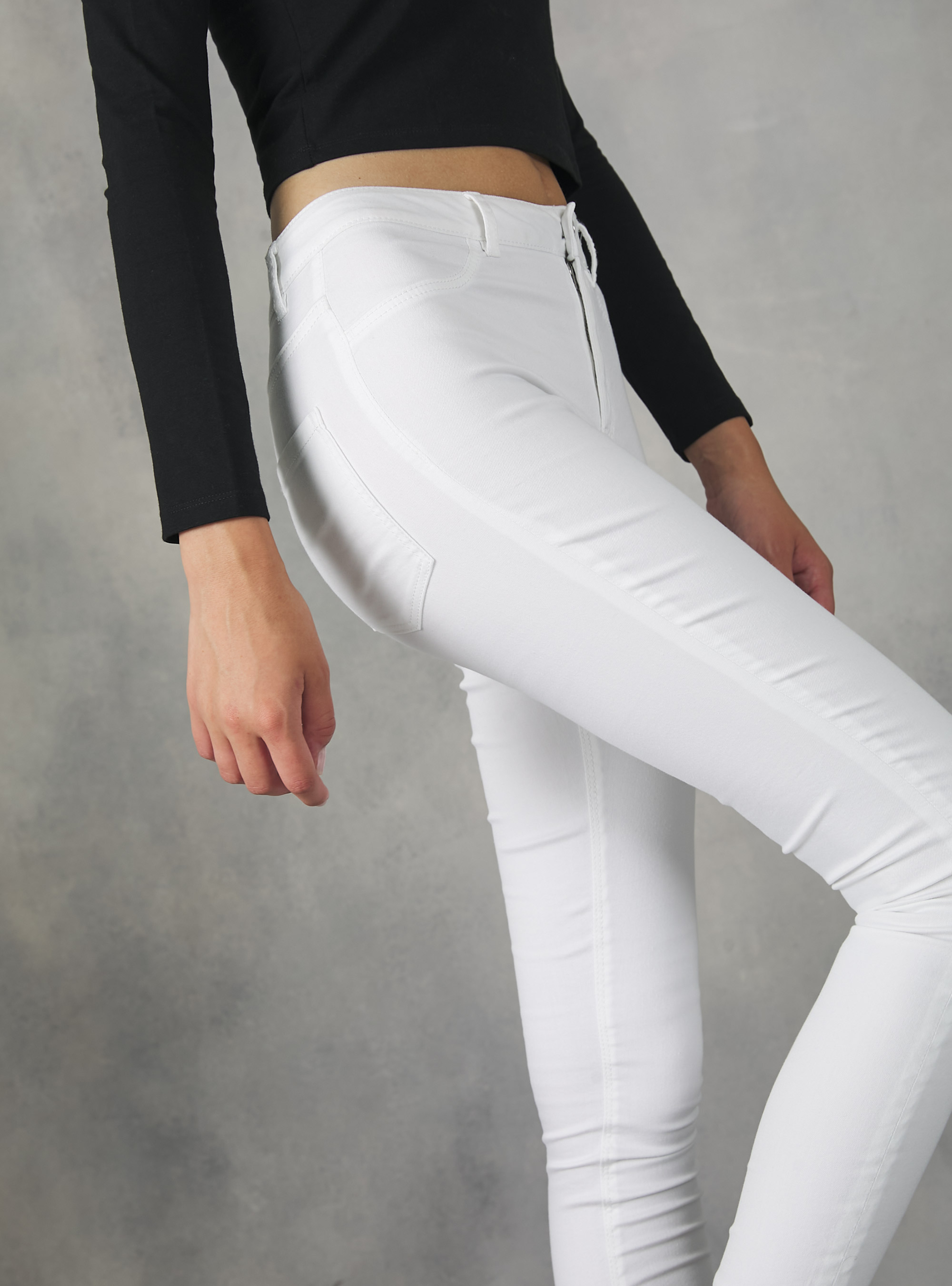 High waisted white stretch jeans hot sale