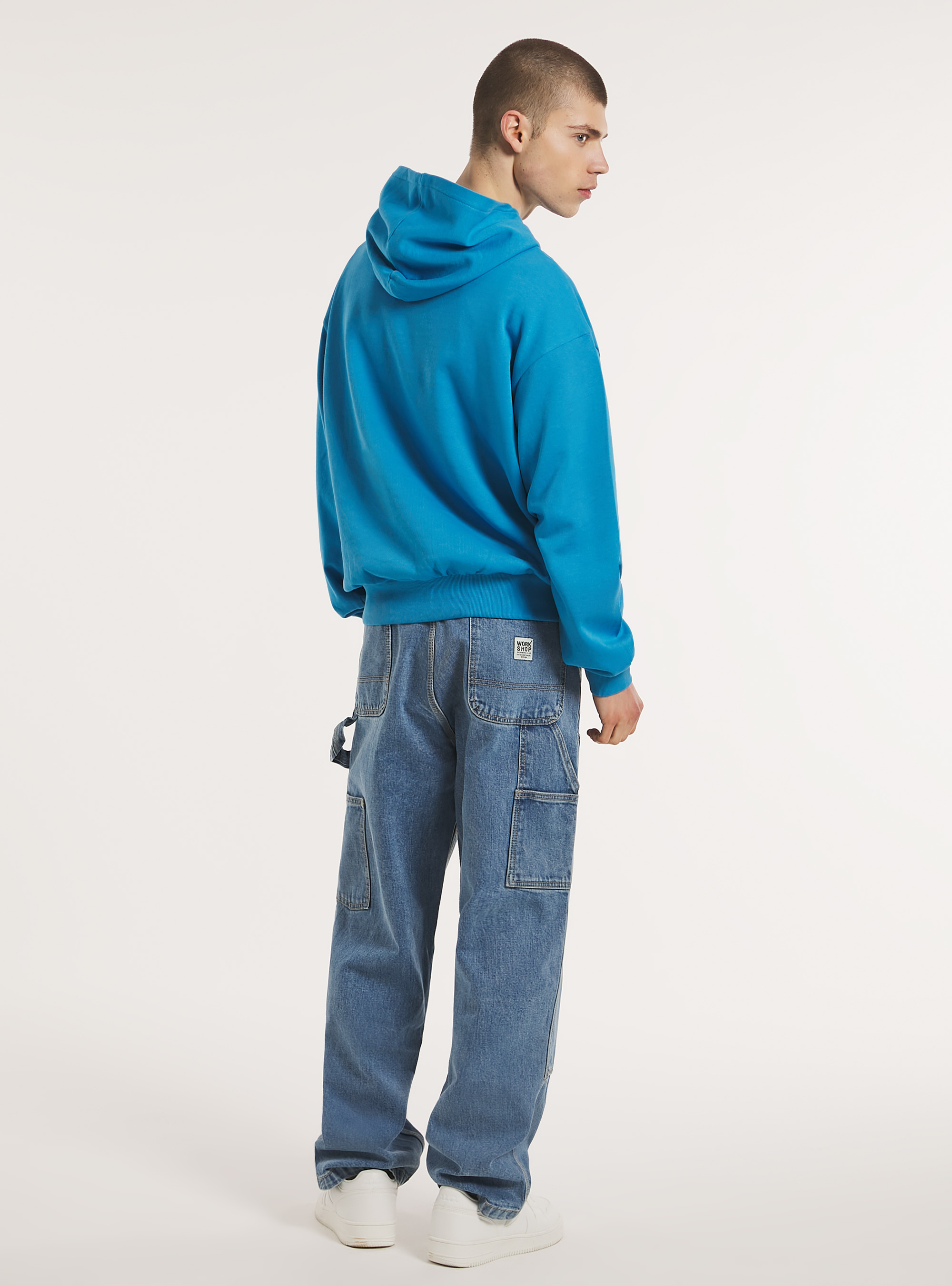 Boxy Fit Hooded Sweatshirt, AZ1 AZURE DARK