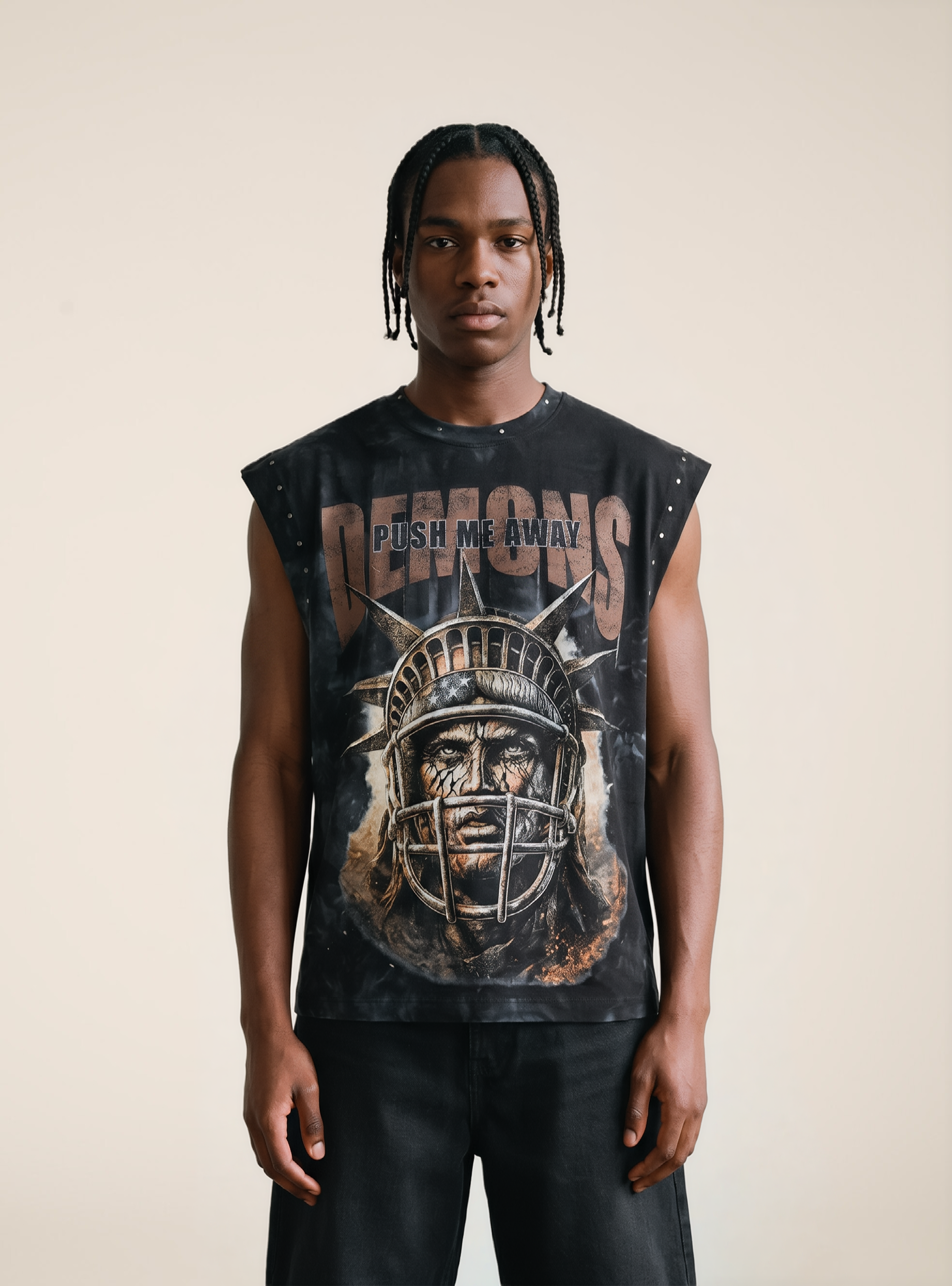 Canotta con stampa demons, BK1 BLACK