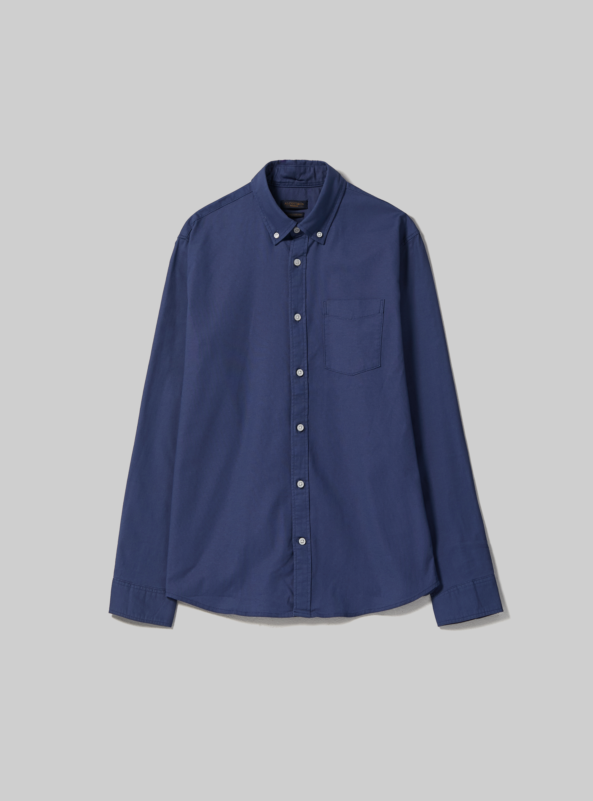 Plain-coloured cotton shirt, OB2 BLUE OIL MED.