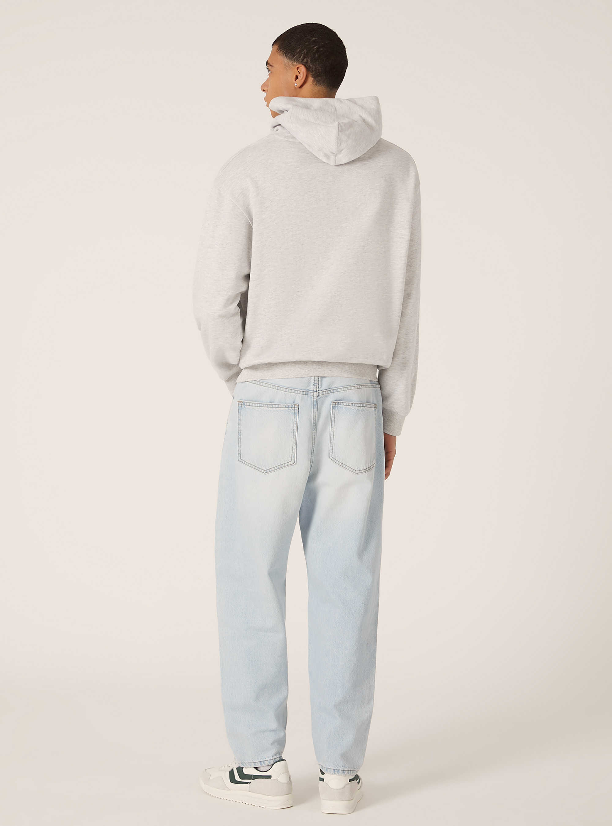 Boxy Fit Hooded Sweatshirt, MGY3 GREY MEL LIGHT