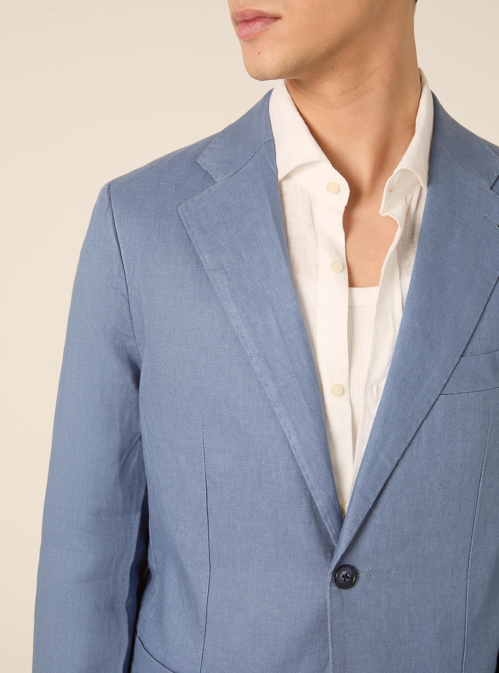 Giacca in lino monopetto, AZ2 AZURE MEDIUM
