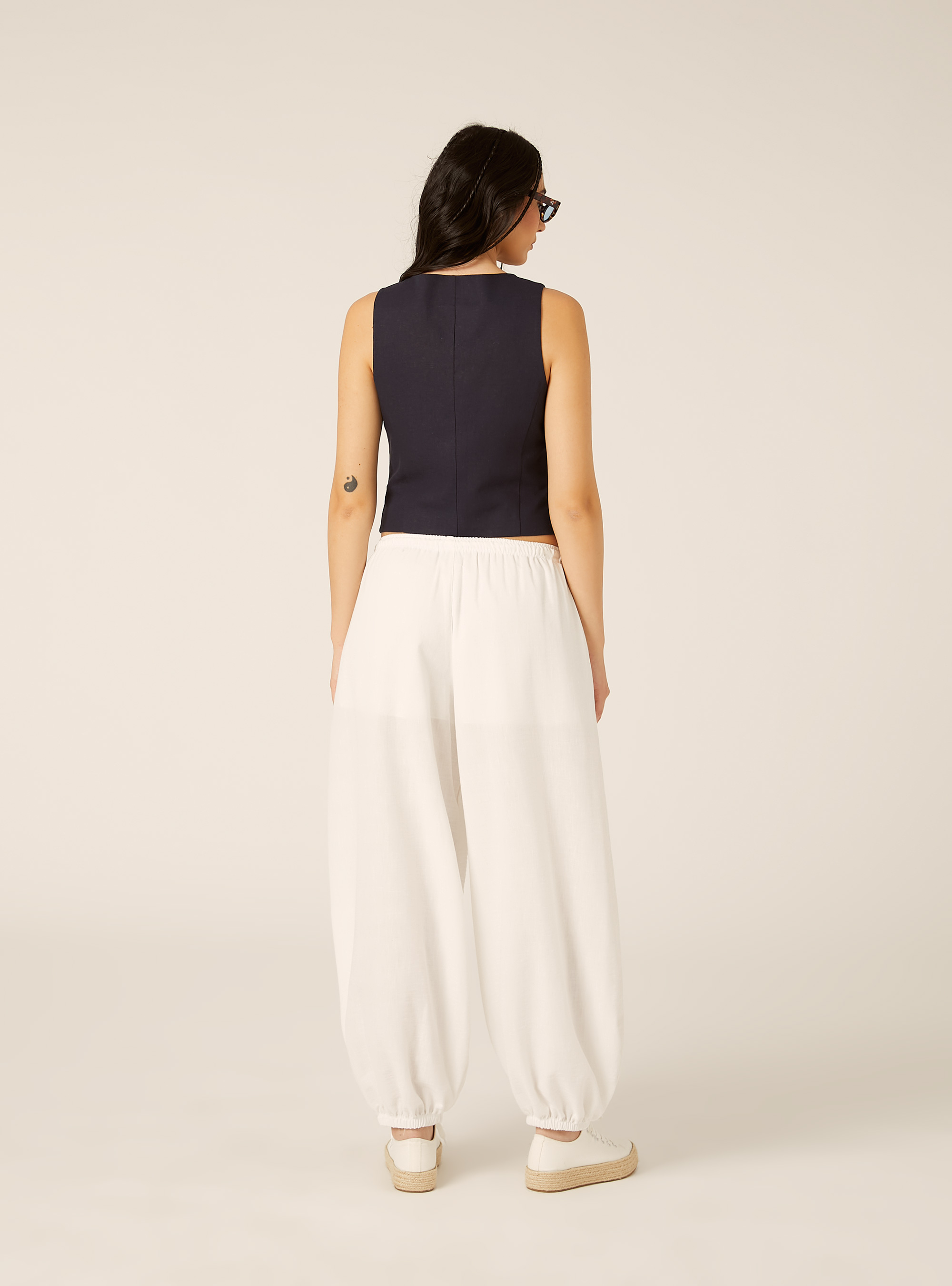 Pantaloni da gaucho effetto crepe, WH2 WHITE
