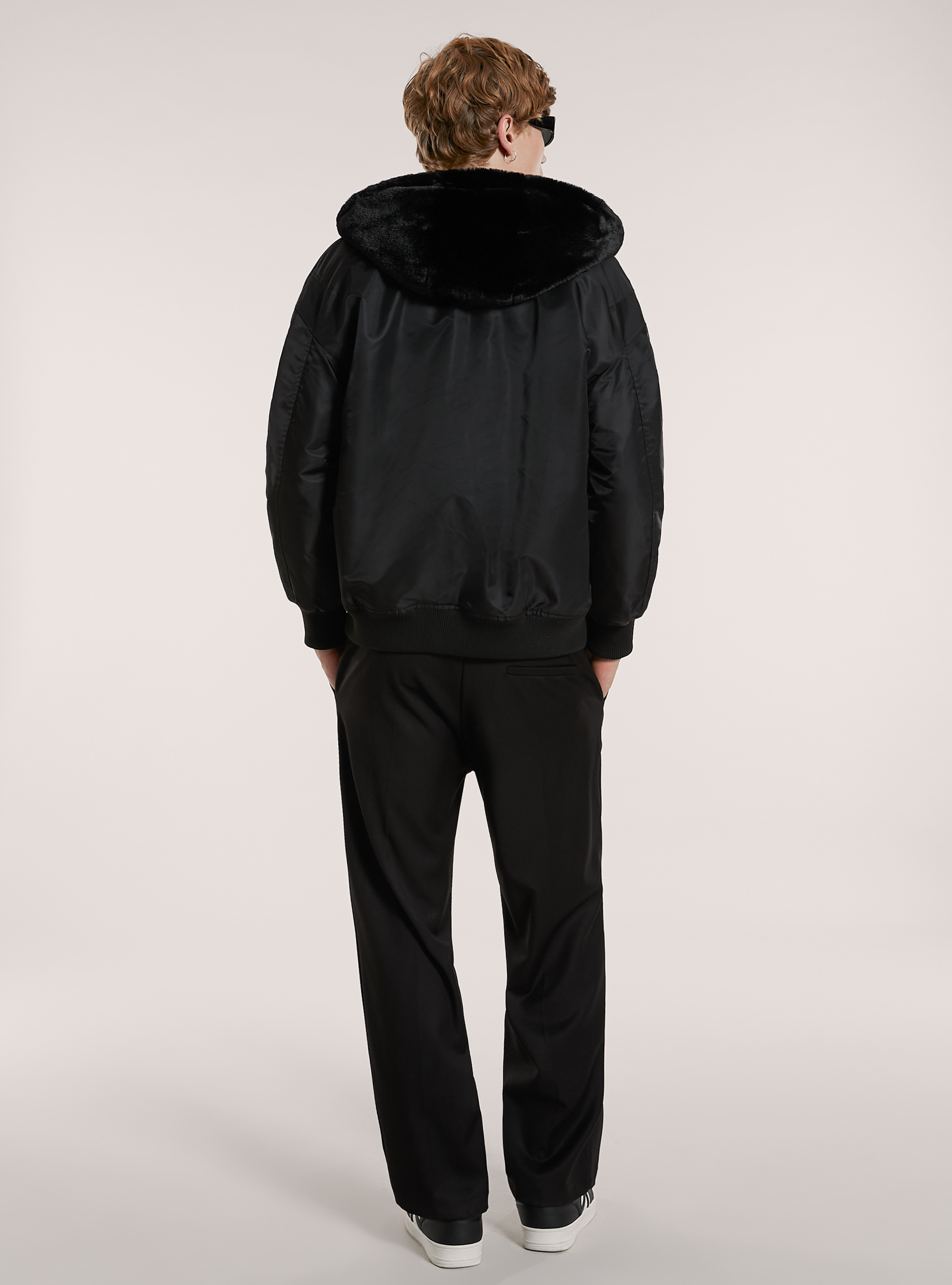 Giubbotto double face con cappuccio, BK1 BLACK