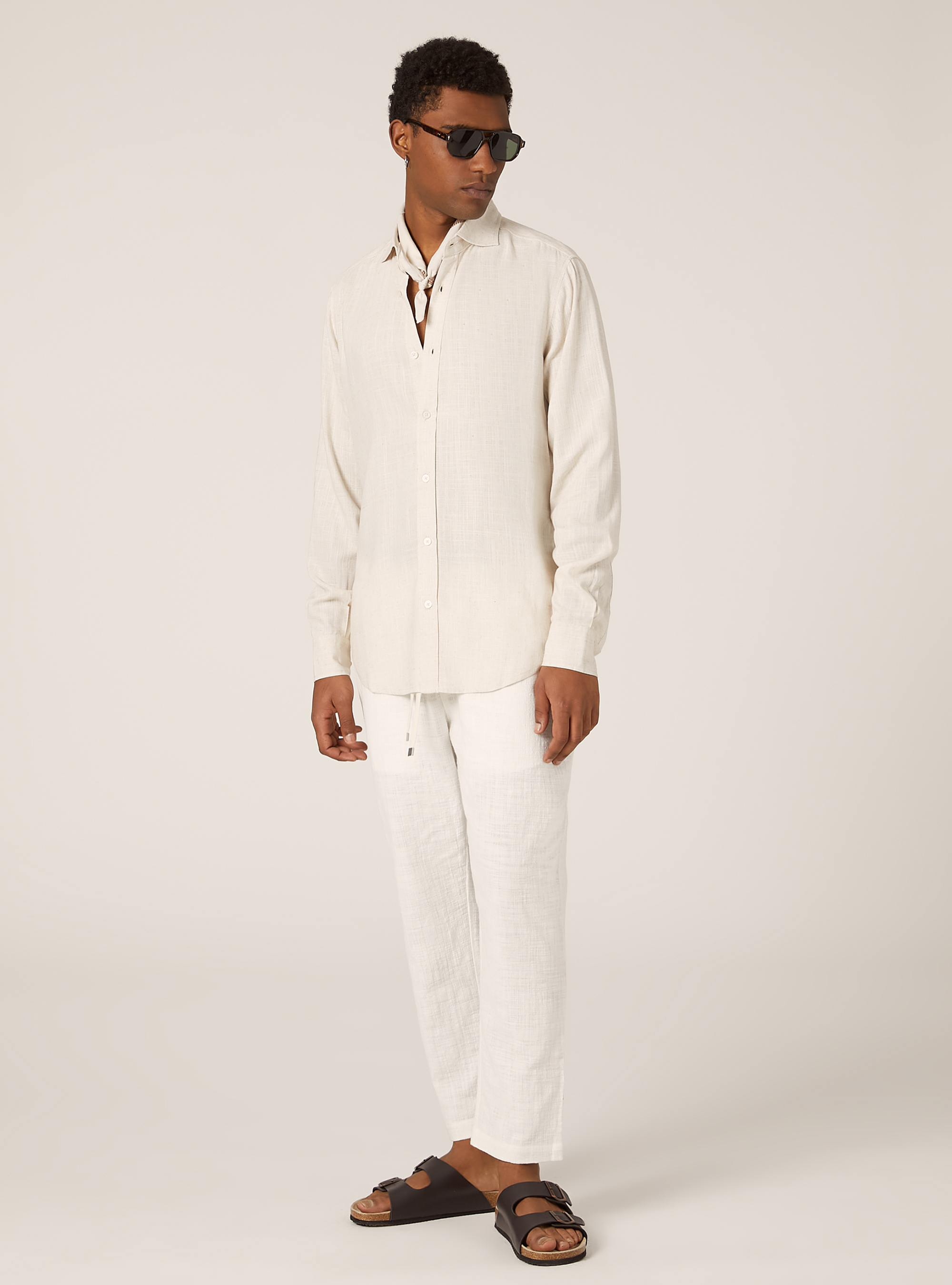 Linen blend shirt, MBG3 BEIGE MEL LIGHT