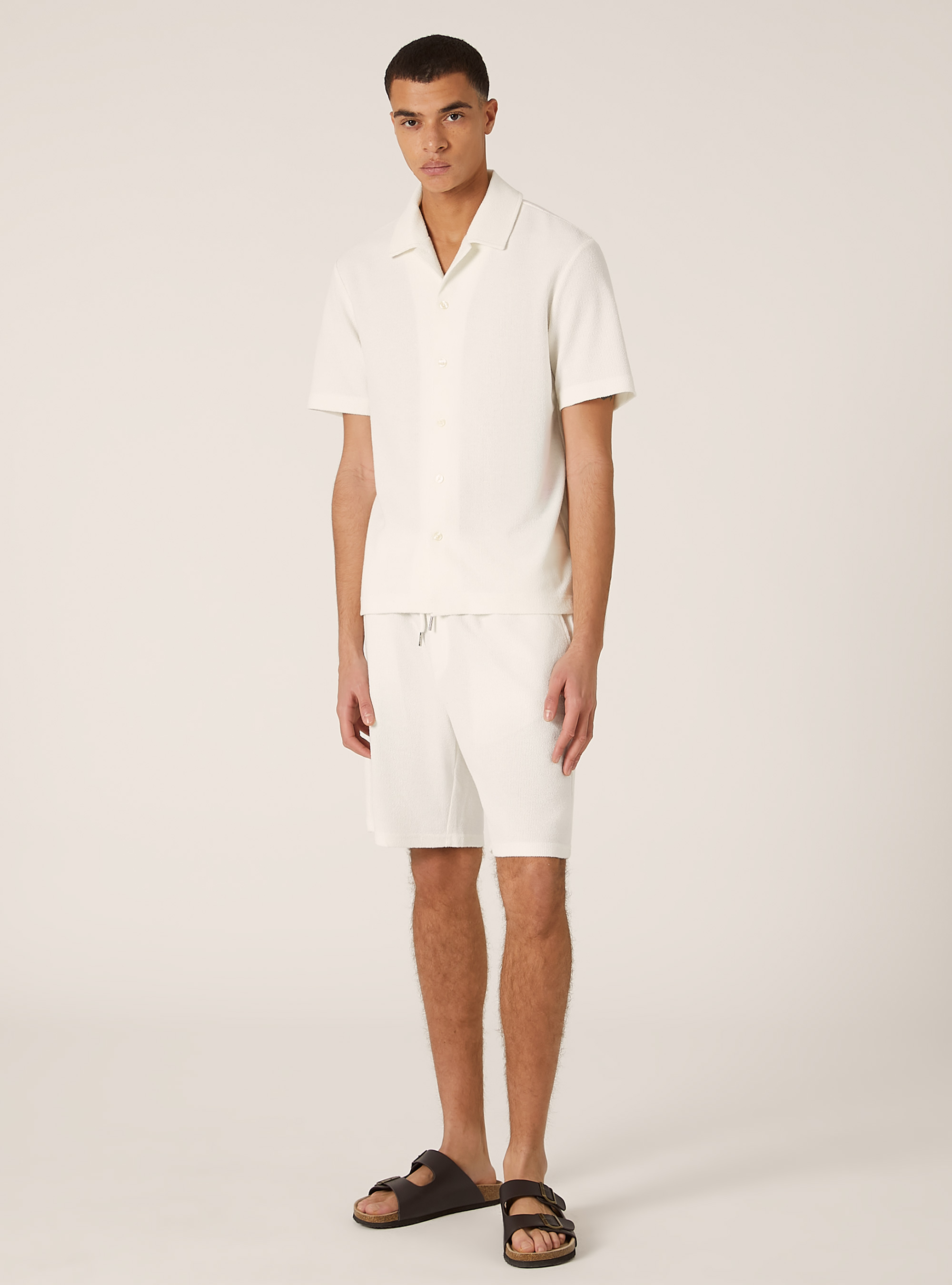 Camicia a maniche corte con texture, WH1 OFF WHITE