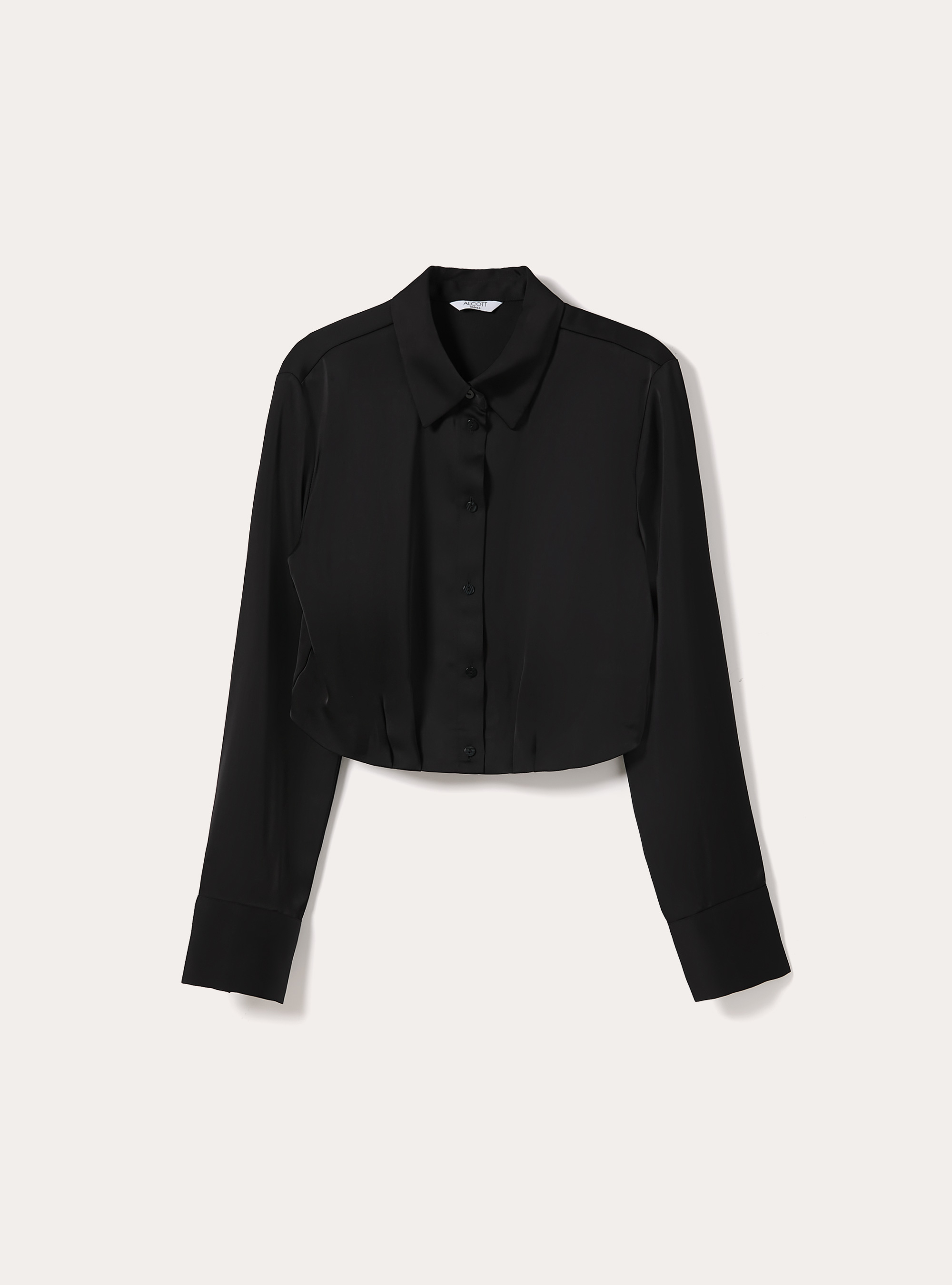 Camicia crop in satin, BK1 BLACK