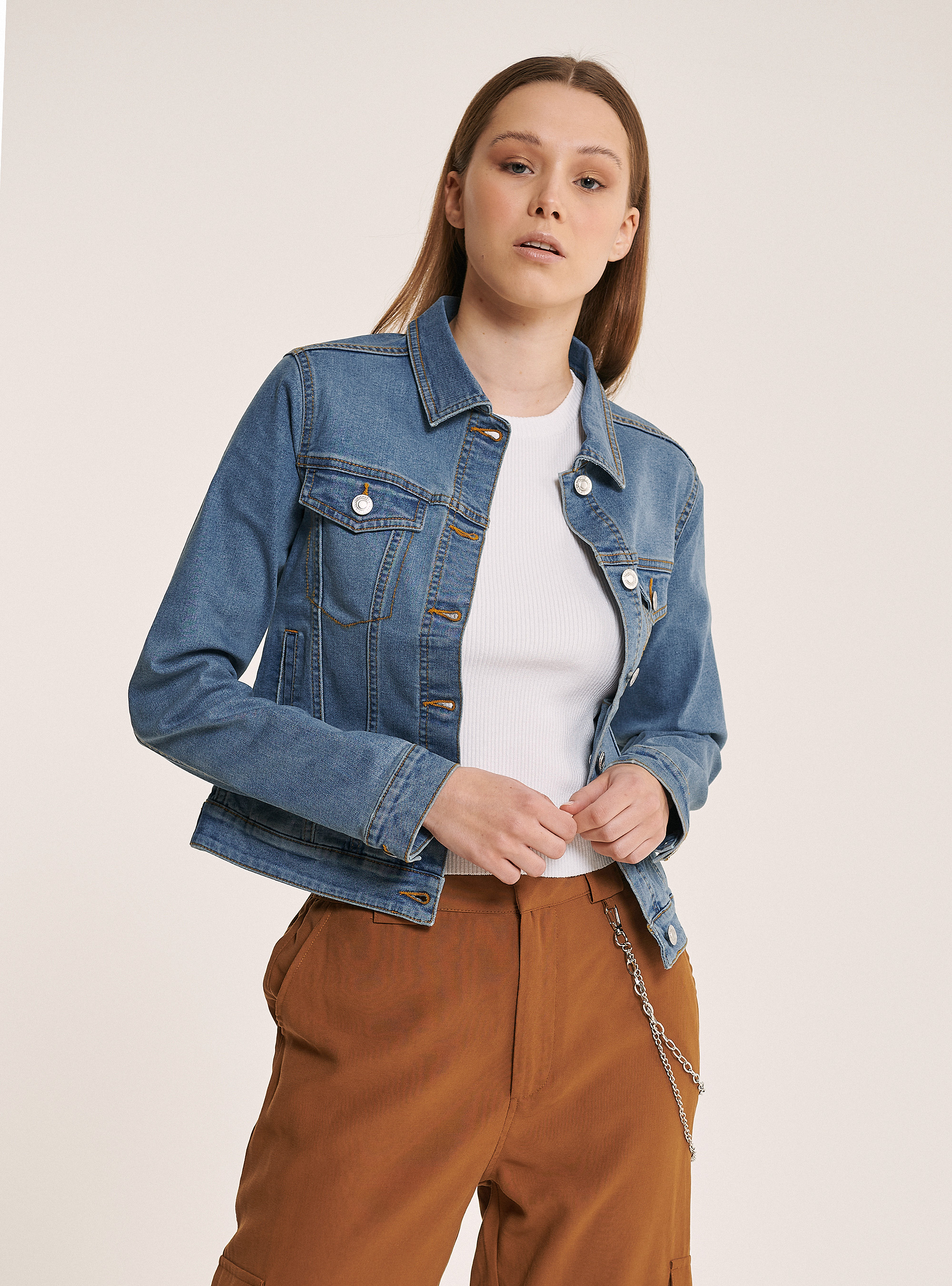 Stretch denim jacket, BLUE