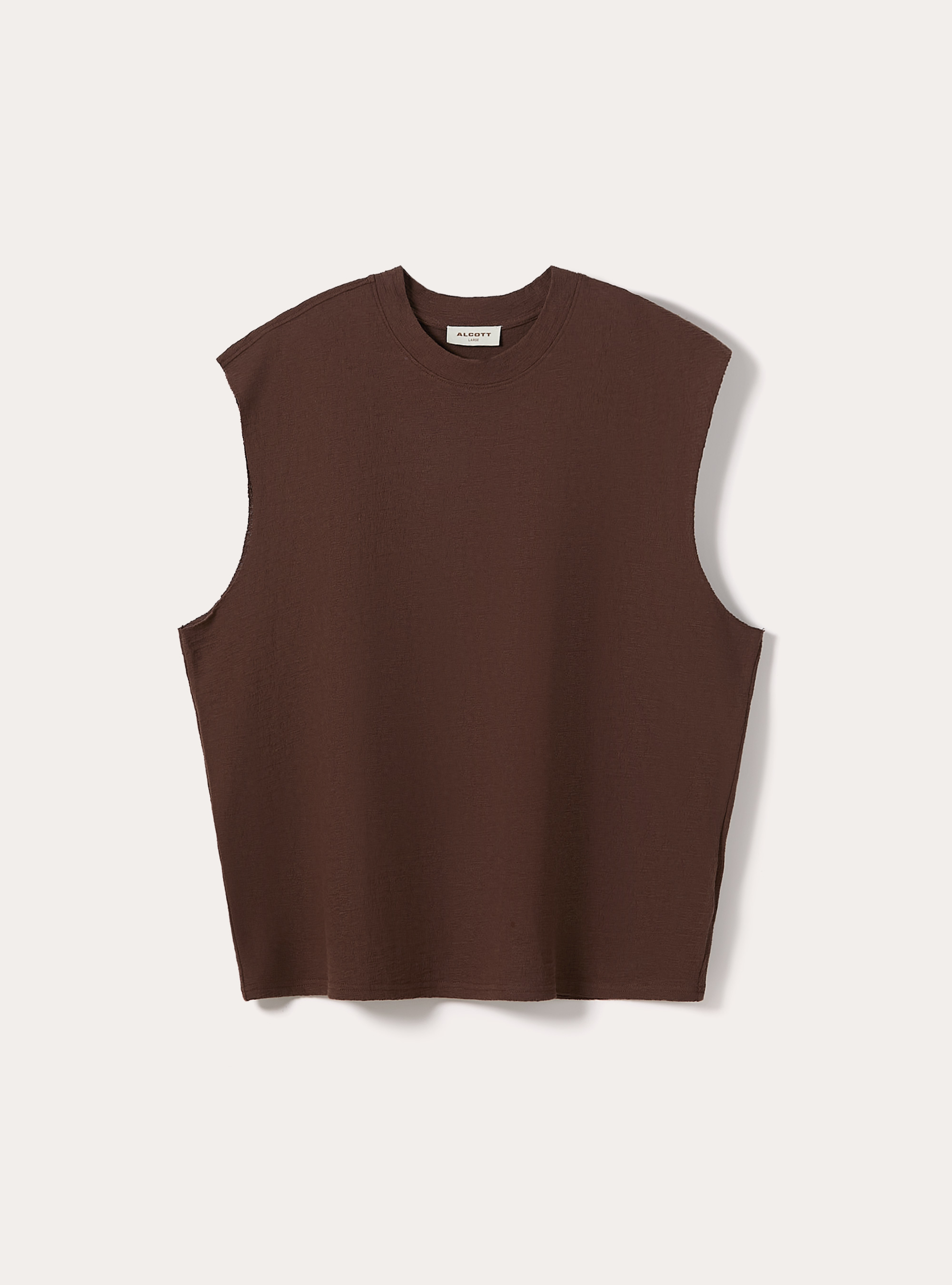 Canotta boxy fit  in jersey texture, BR1 BROWN DARK