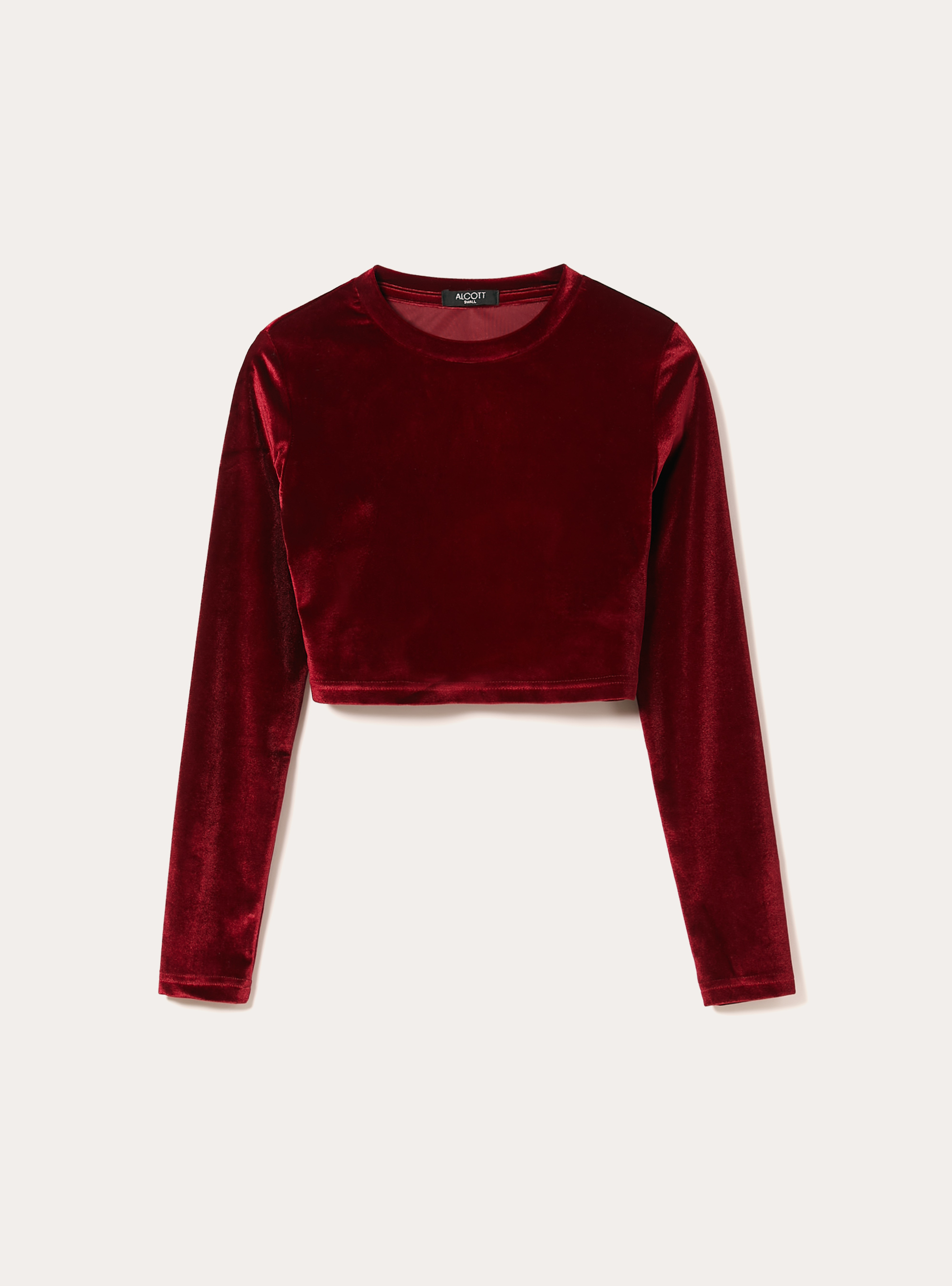 Maglia cropped in velluto con schiena scoperta, RD2 RED MEDIUM