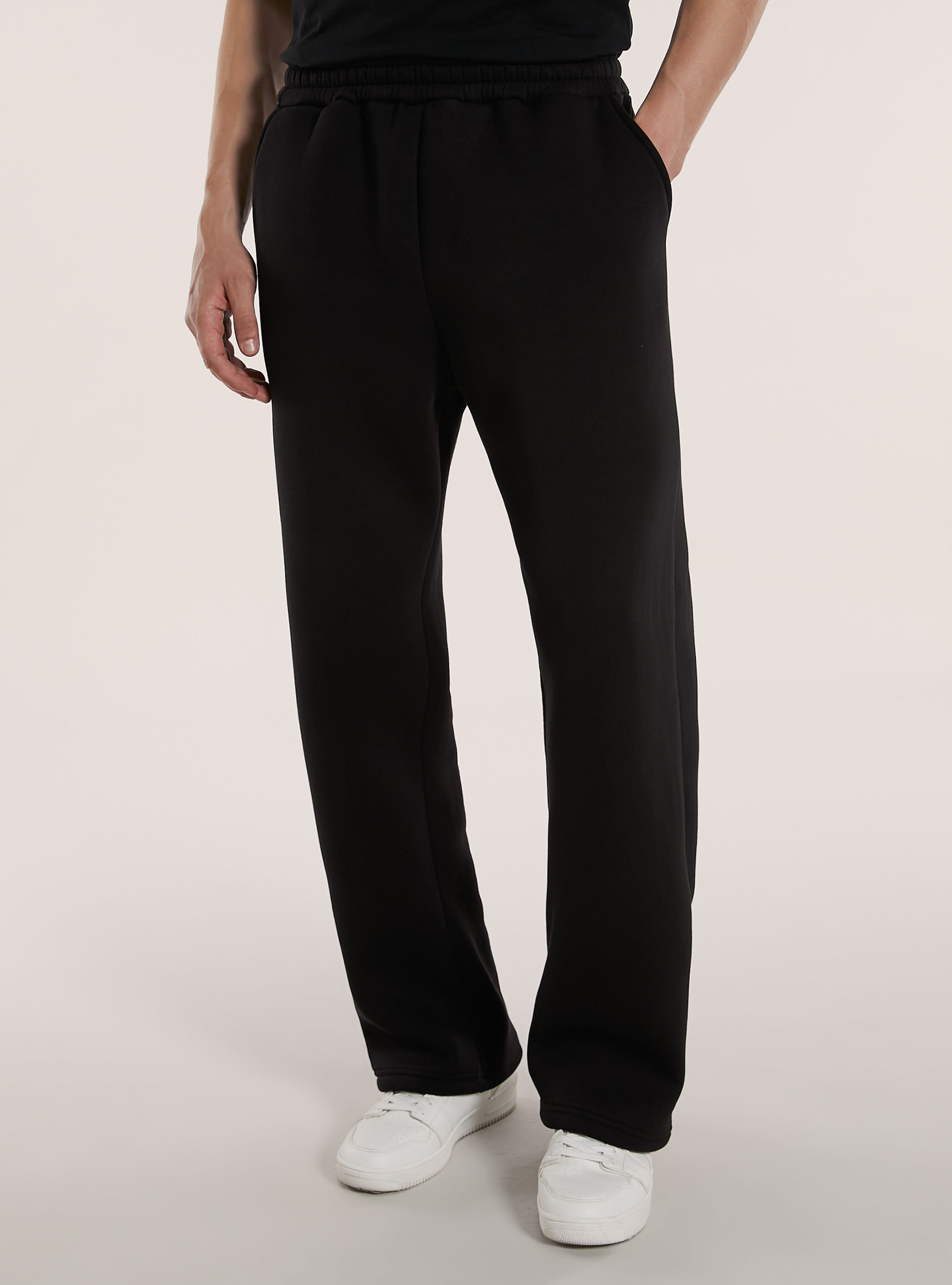 Pantalon ample en peluche, BK1 BLACK