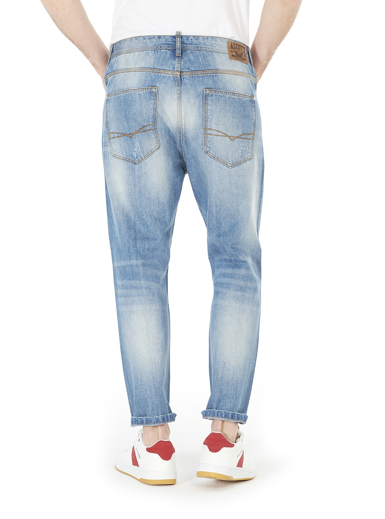 Denim carrot fit con rotture, BLUE