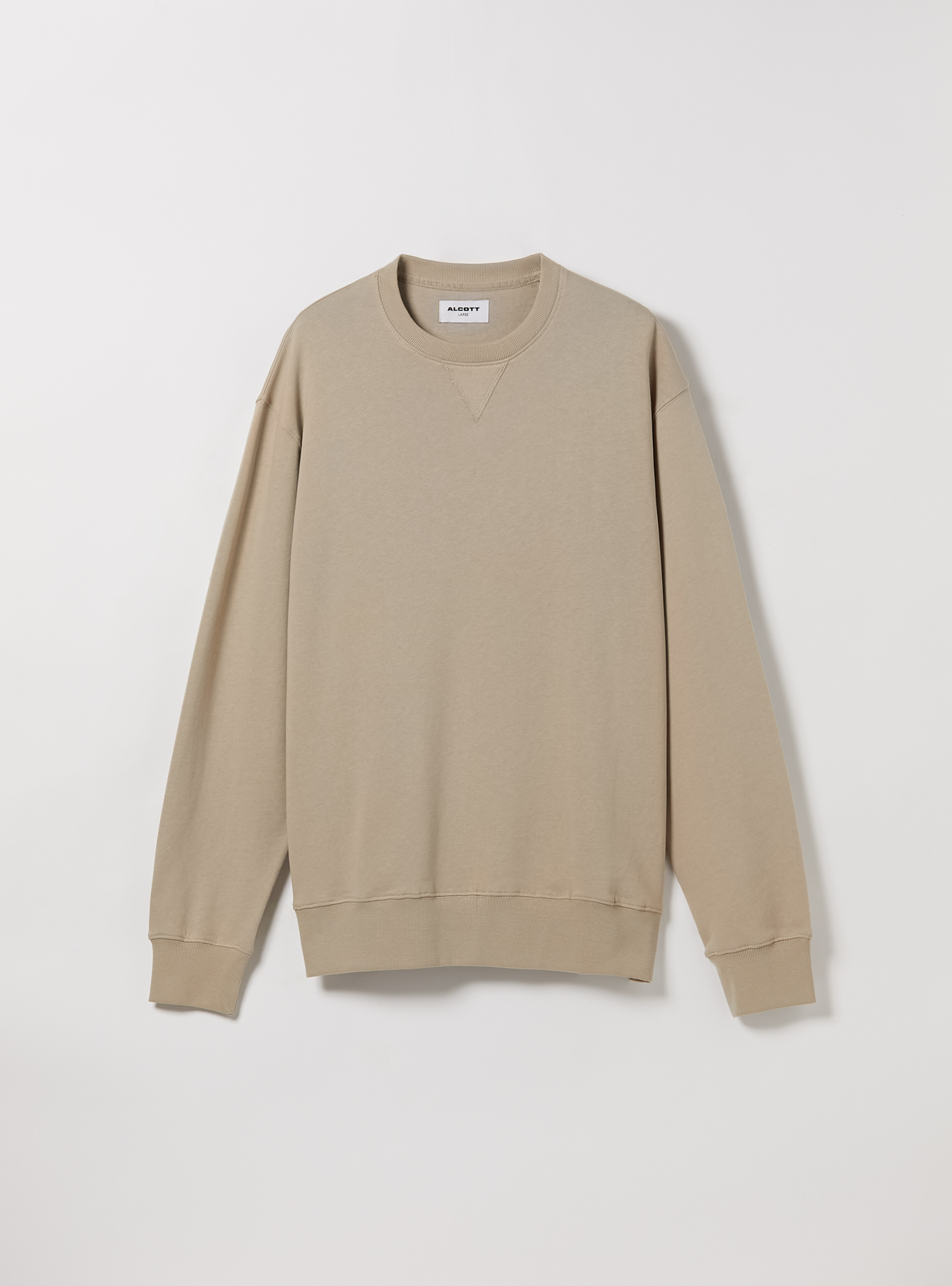 Plain-coloured crew-neck sweatshirt, BG2 BEIGE MEDIUM