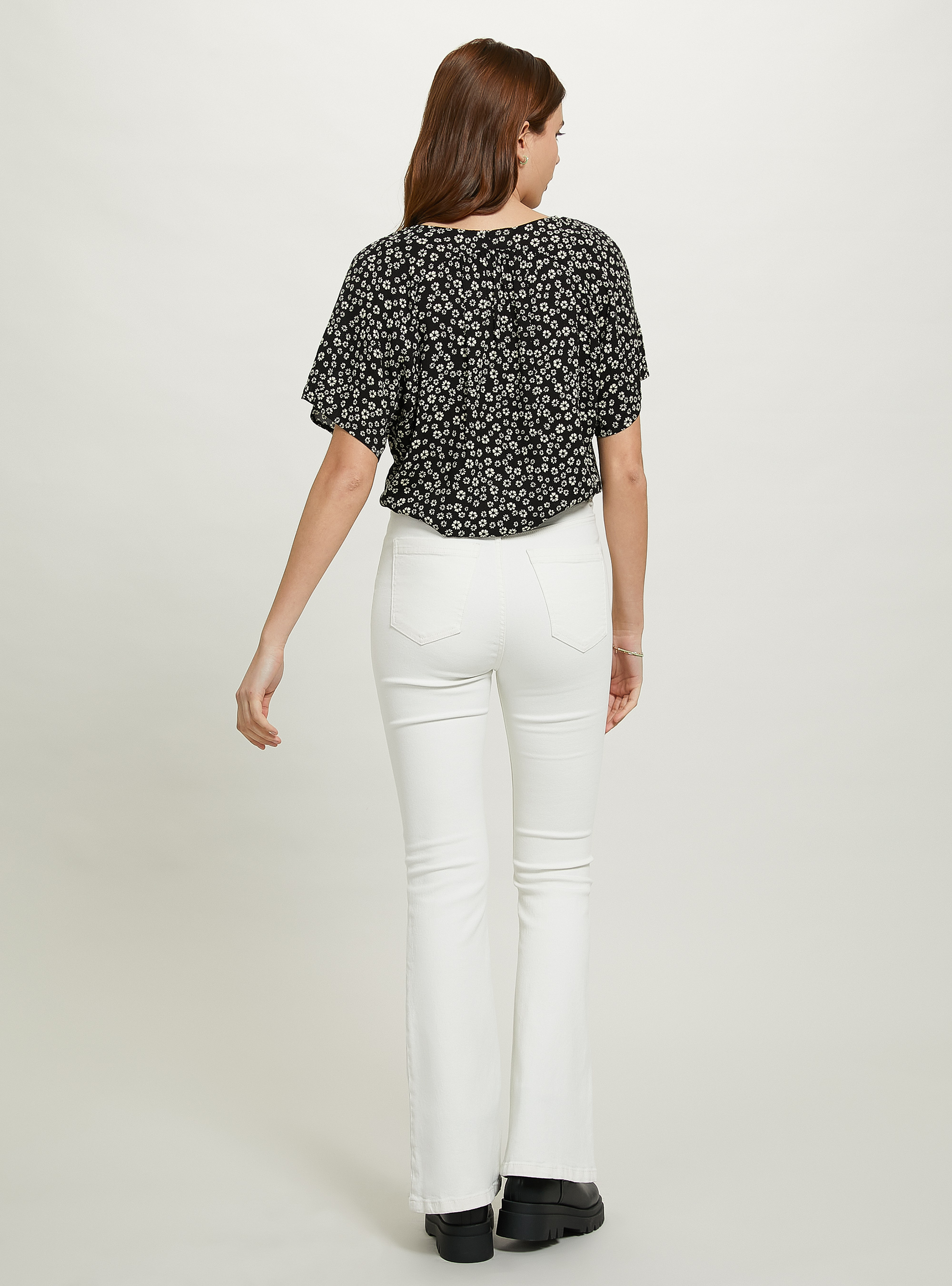 Blusa estampada con nudo, MULTICOLORE