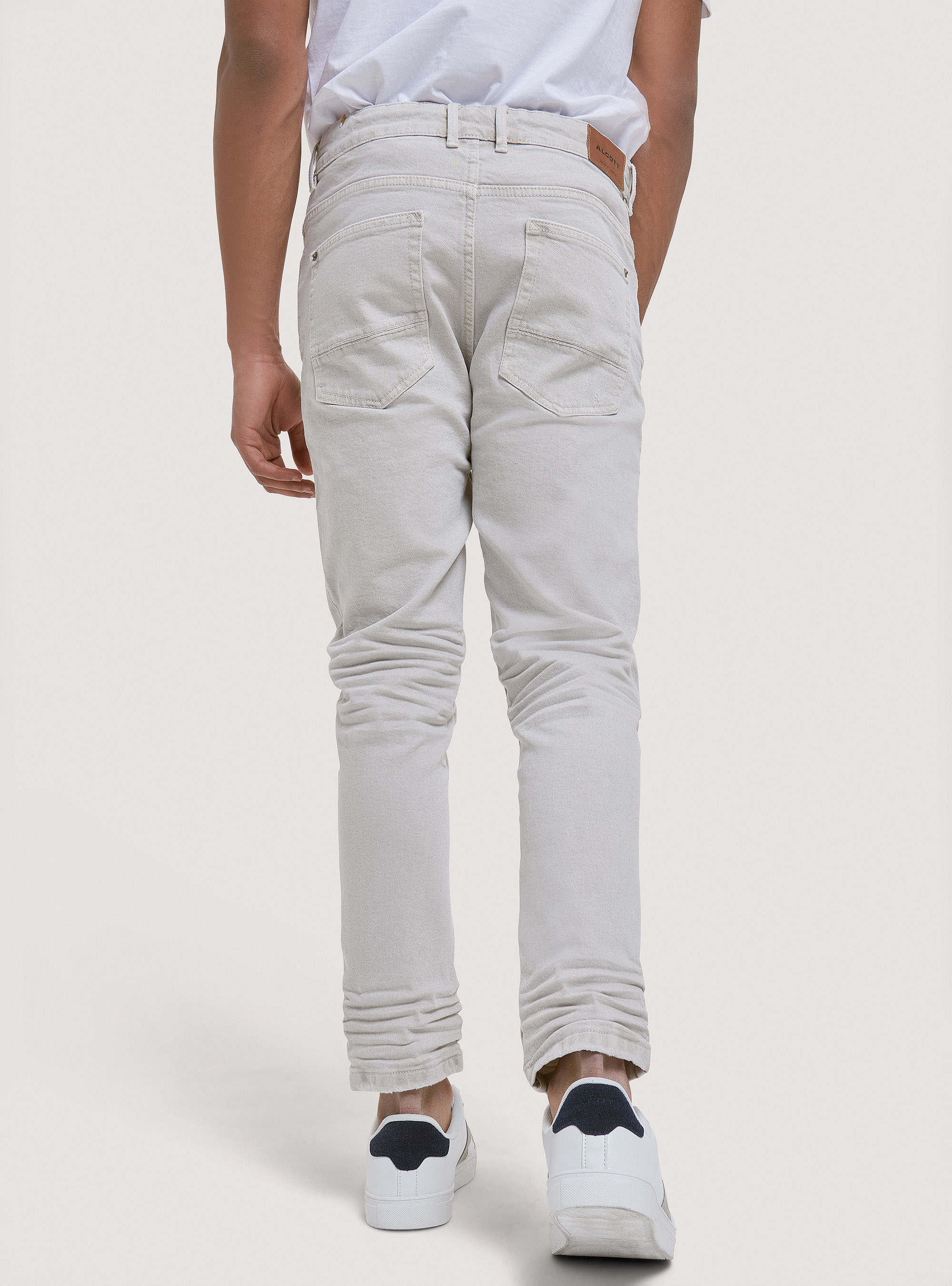 Pantaloni twill stretch in cotone, SABBIA