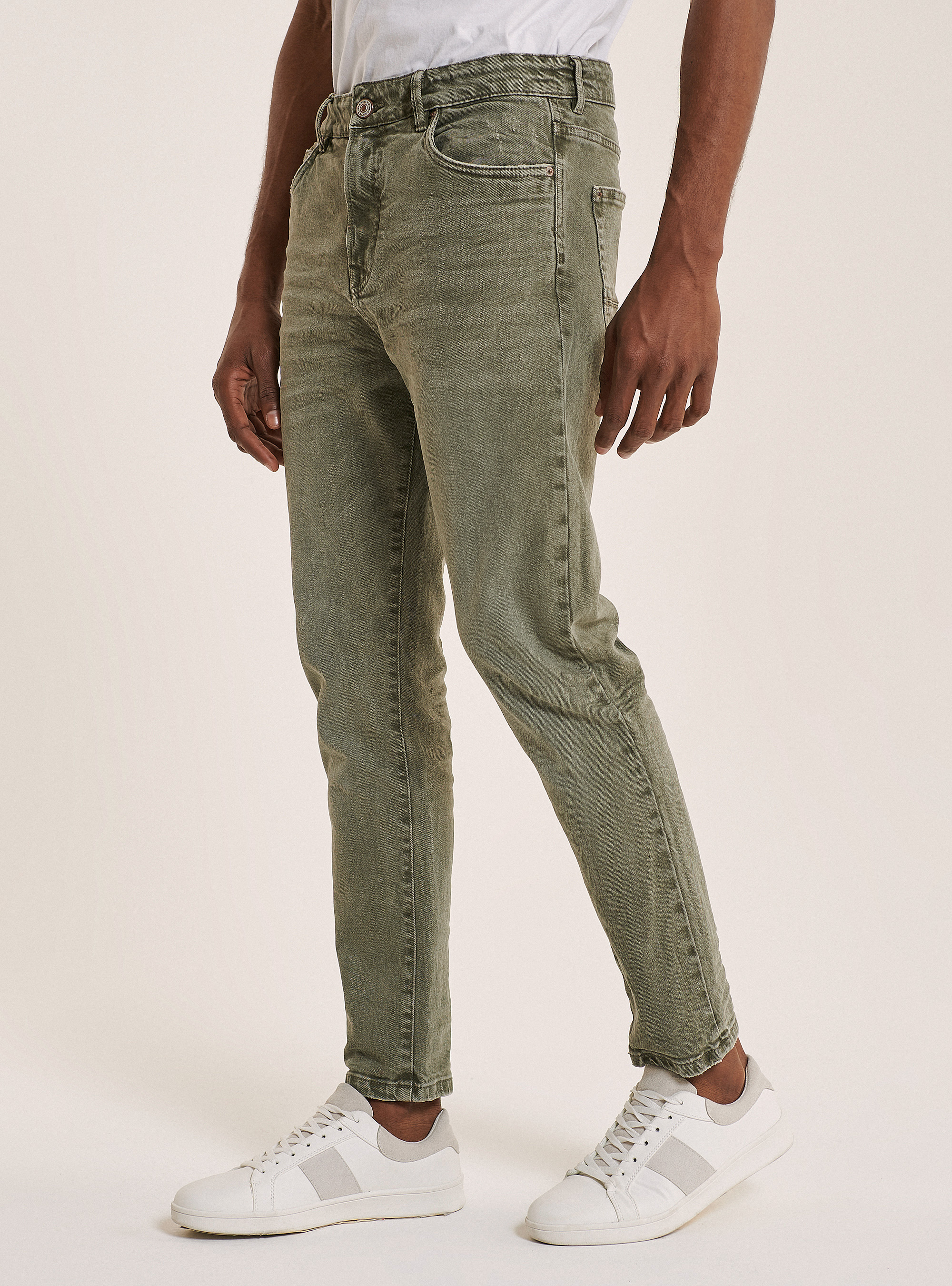 Stretch twill cotton trousers, KAKI