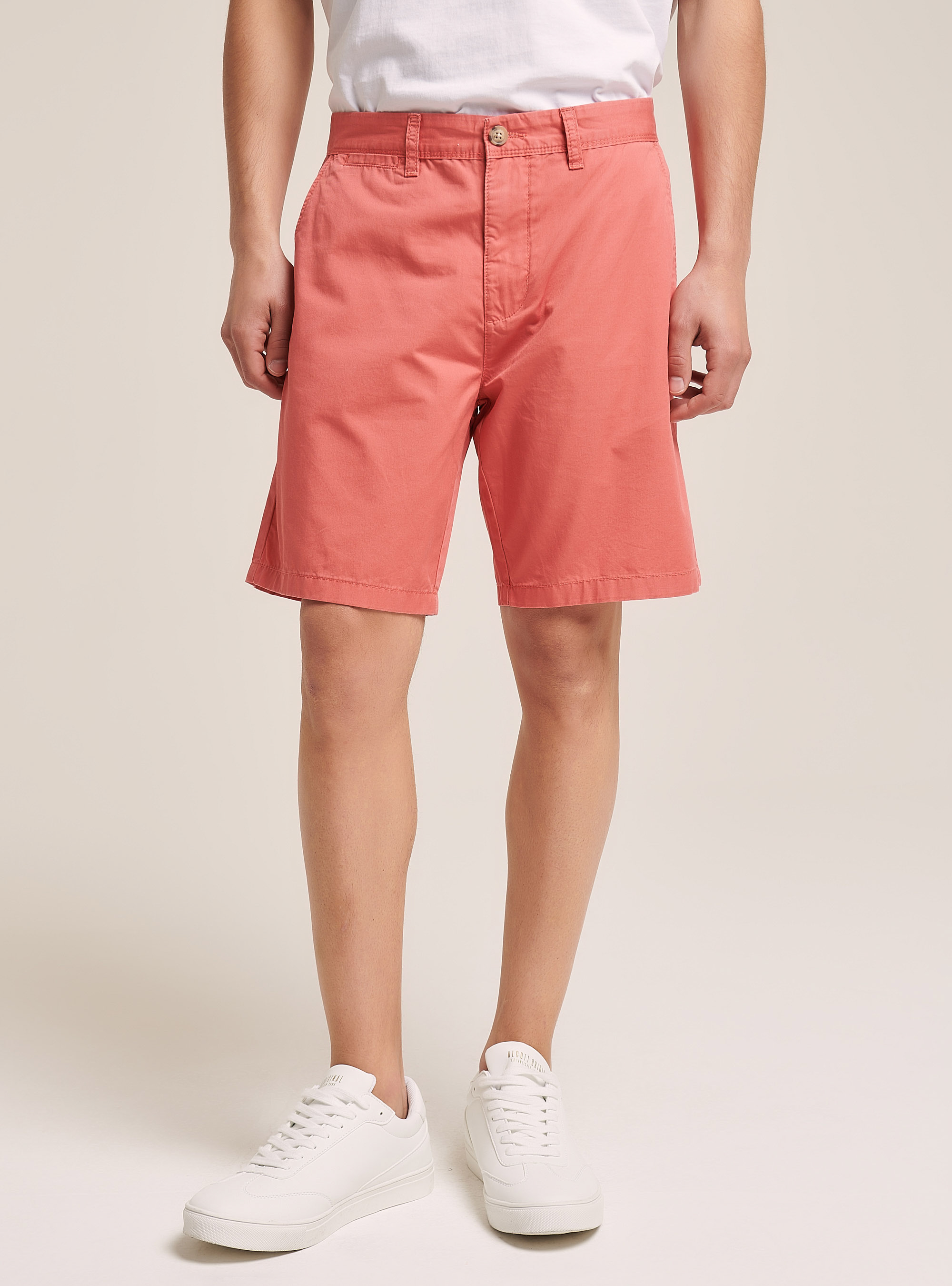 Bermudas básicas de sarga, C060 CORAL