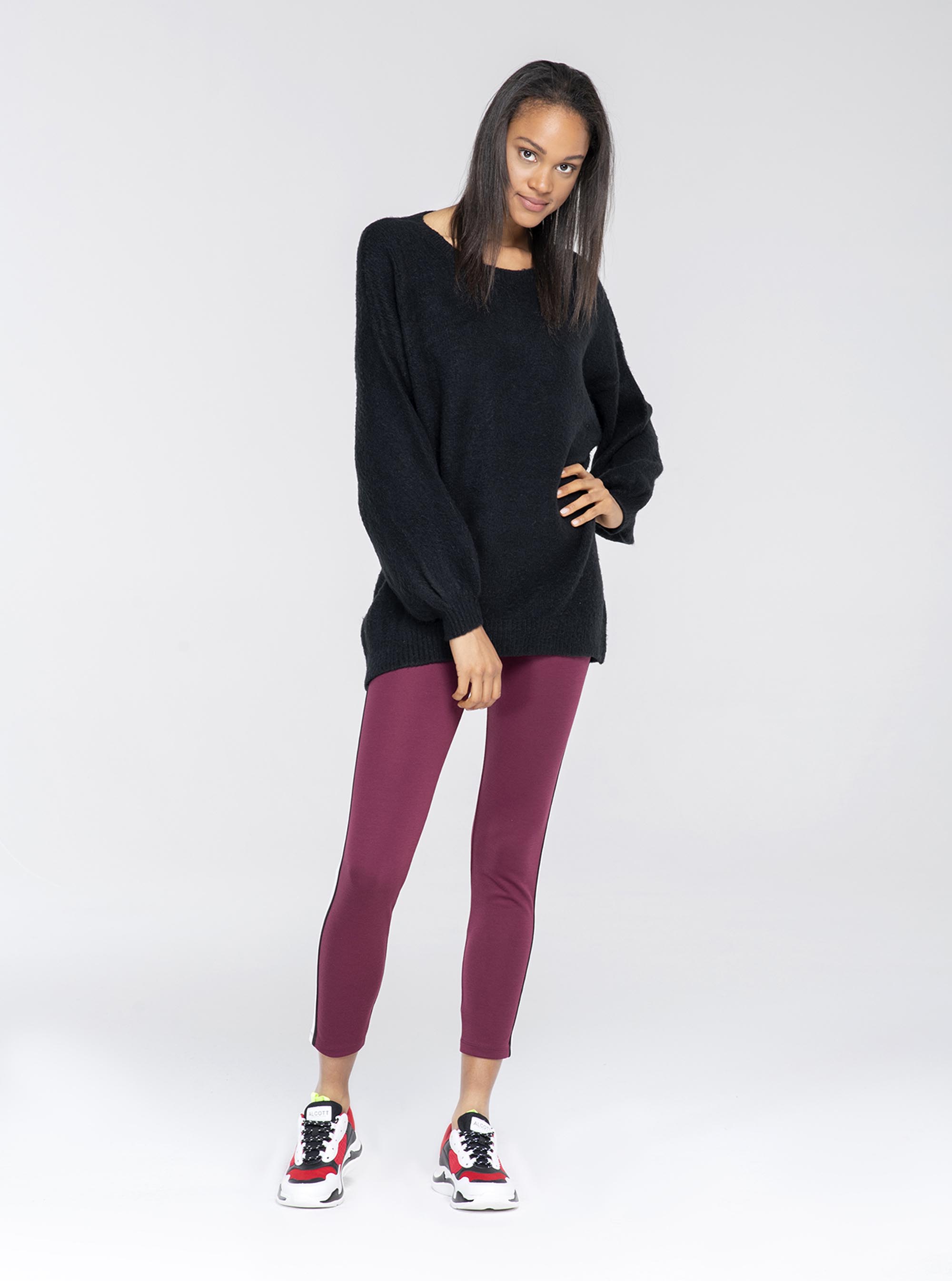 Pullover girocollo long fit, C101 BLACK