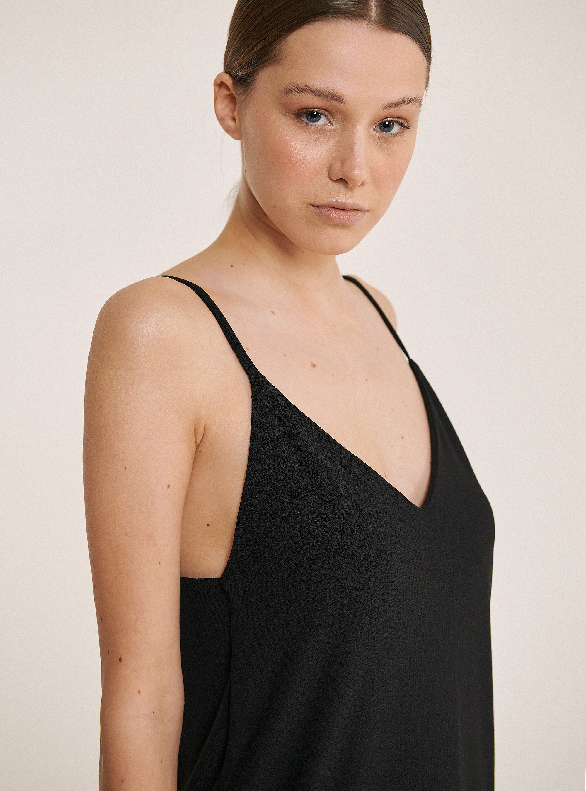 Mini V-neck dress, BLACK