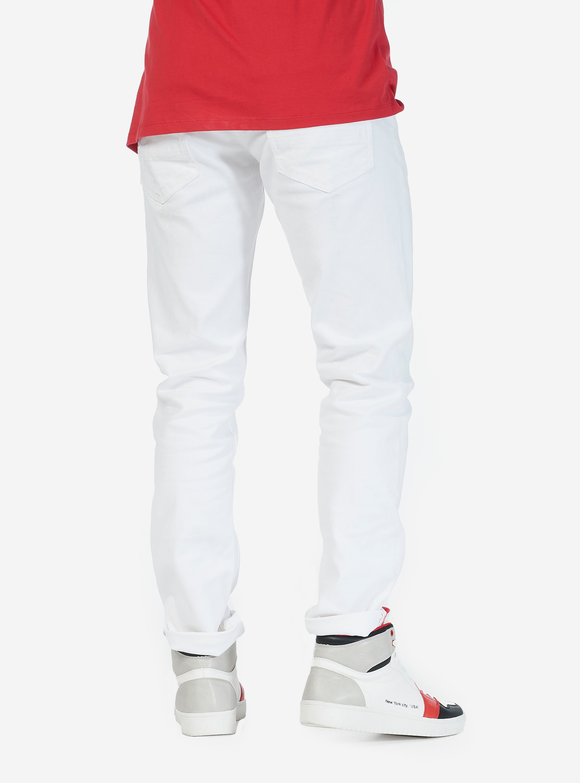 Pantalons twill stretch, C099 WHITE