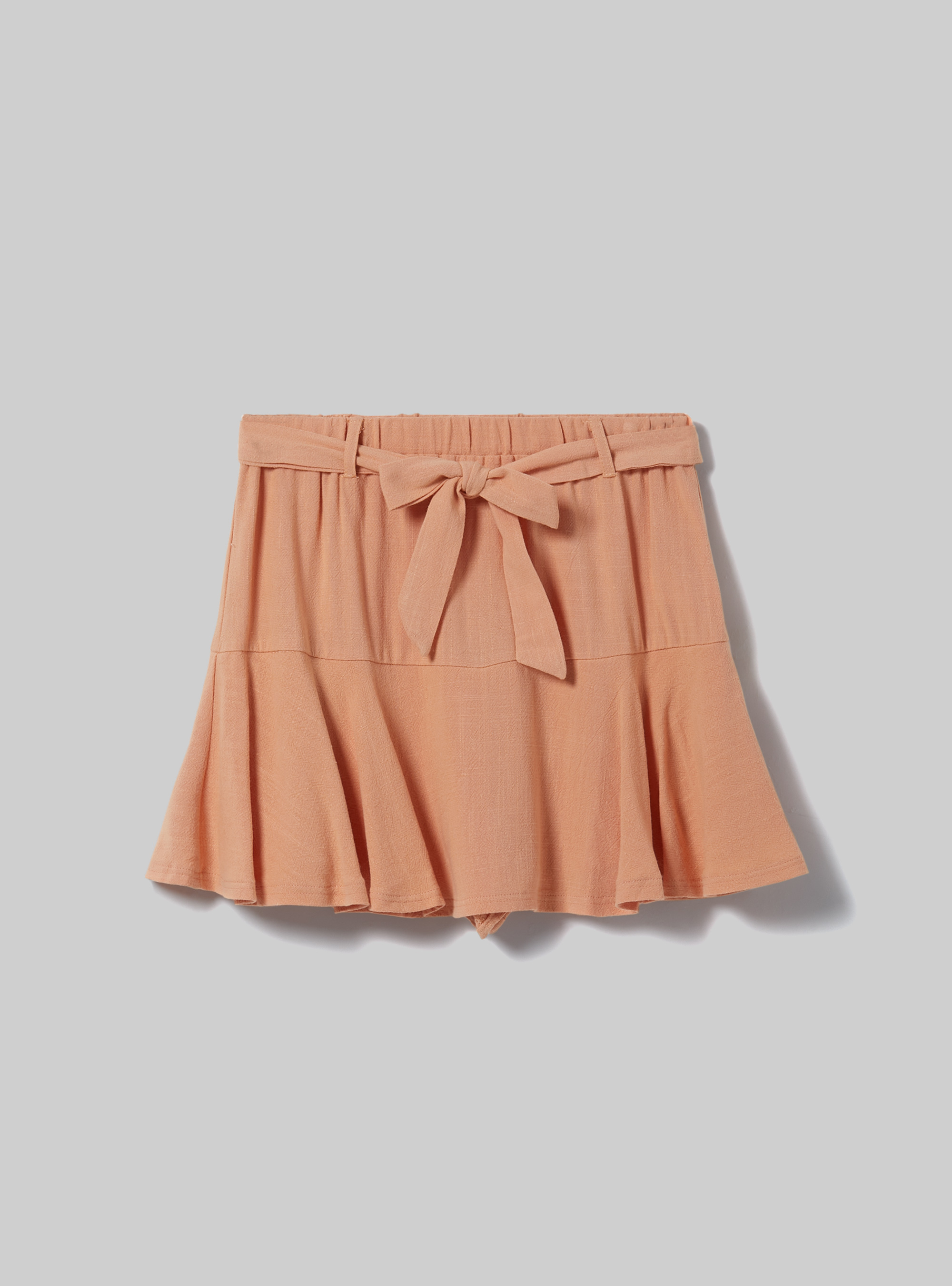 Linen-blend skort with strap, OR3 ORANGE LIGHT