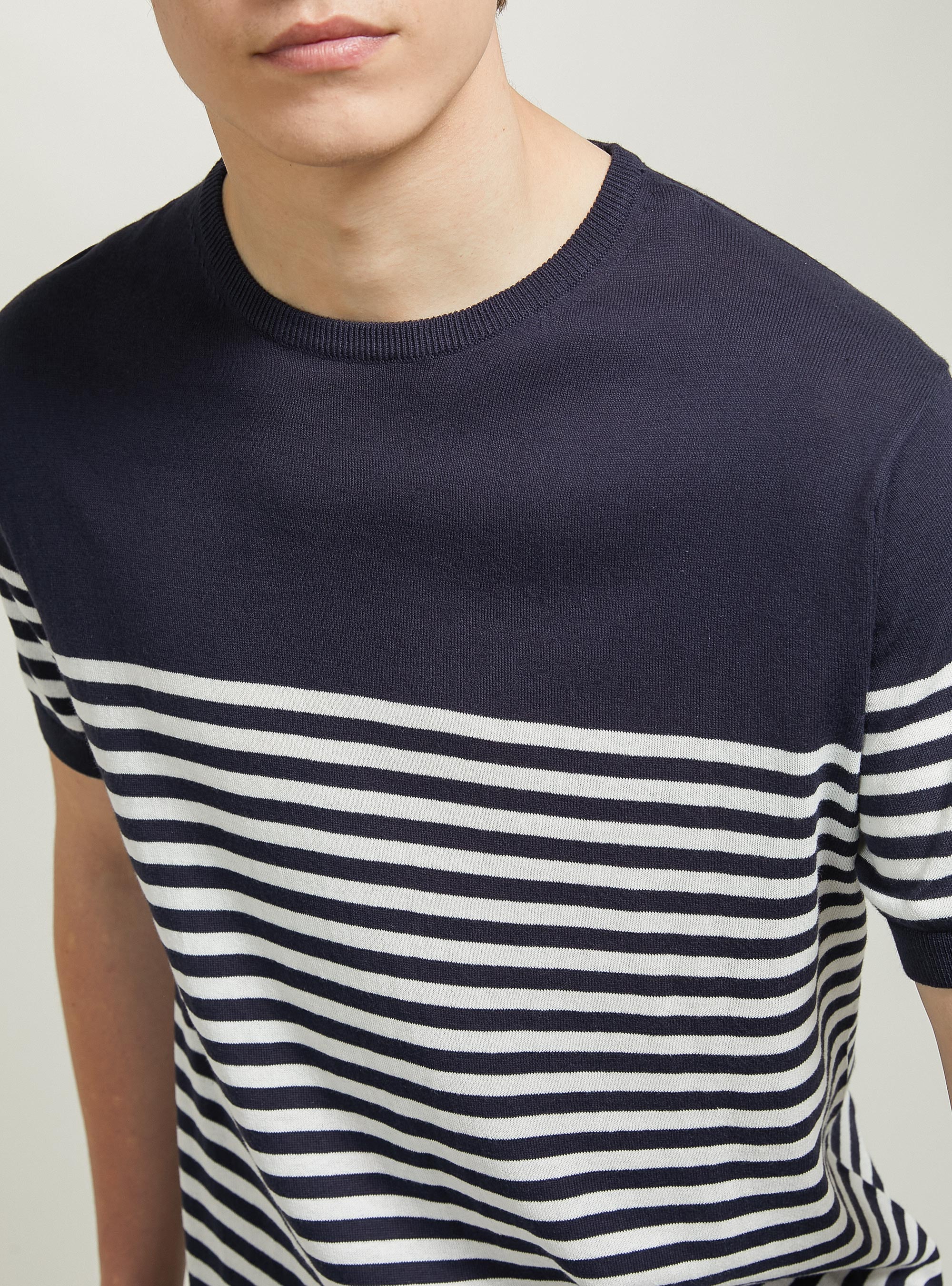 Short-sleeved cotton pullover, MULTICOLOR