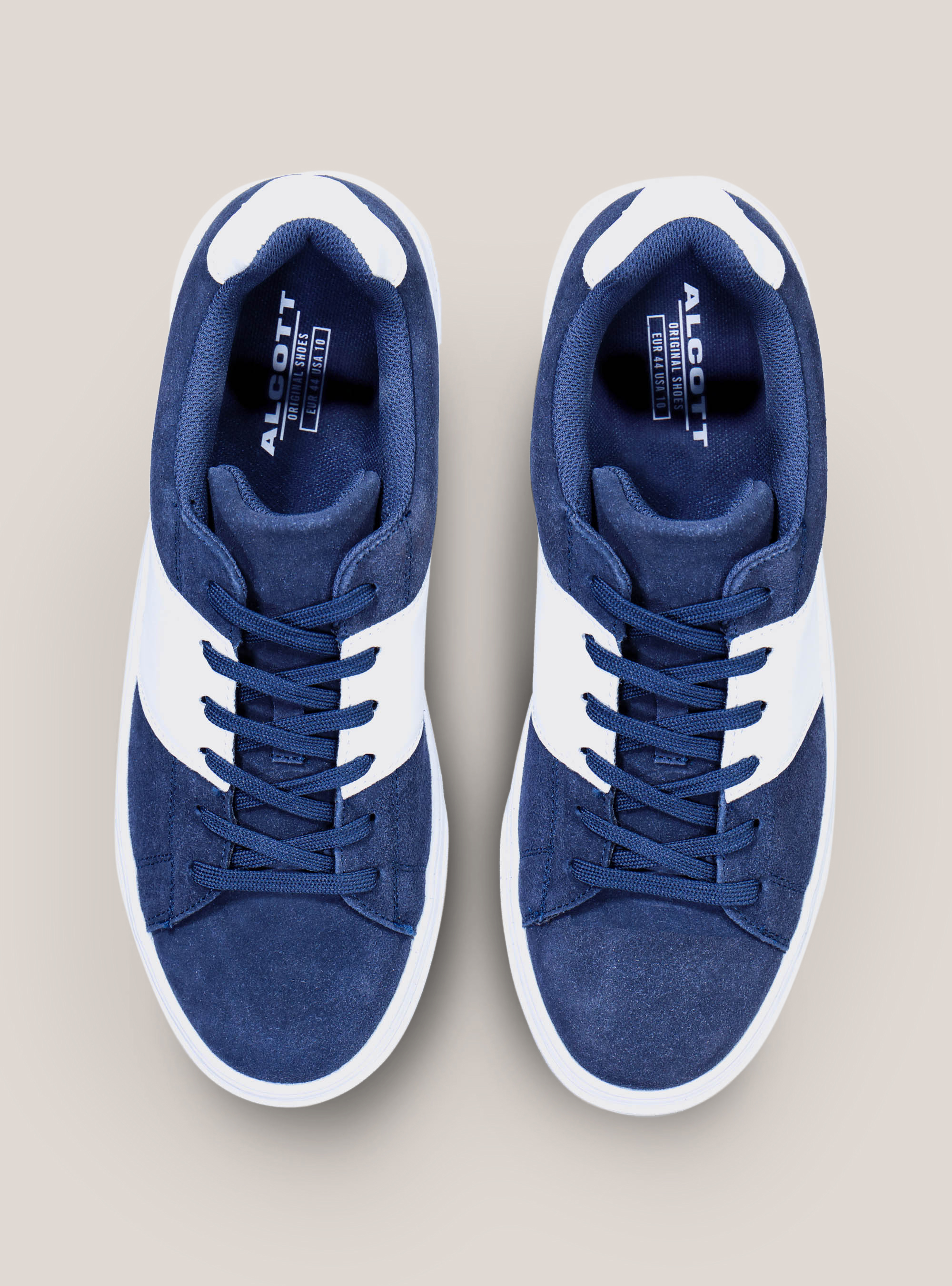 Sneakers de gamuza genuinas con bandas laterales, AZUL
