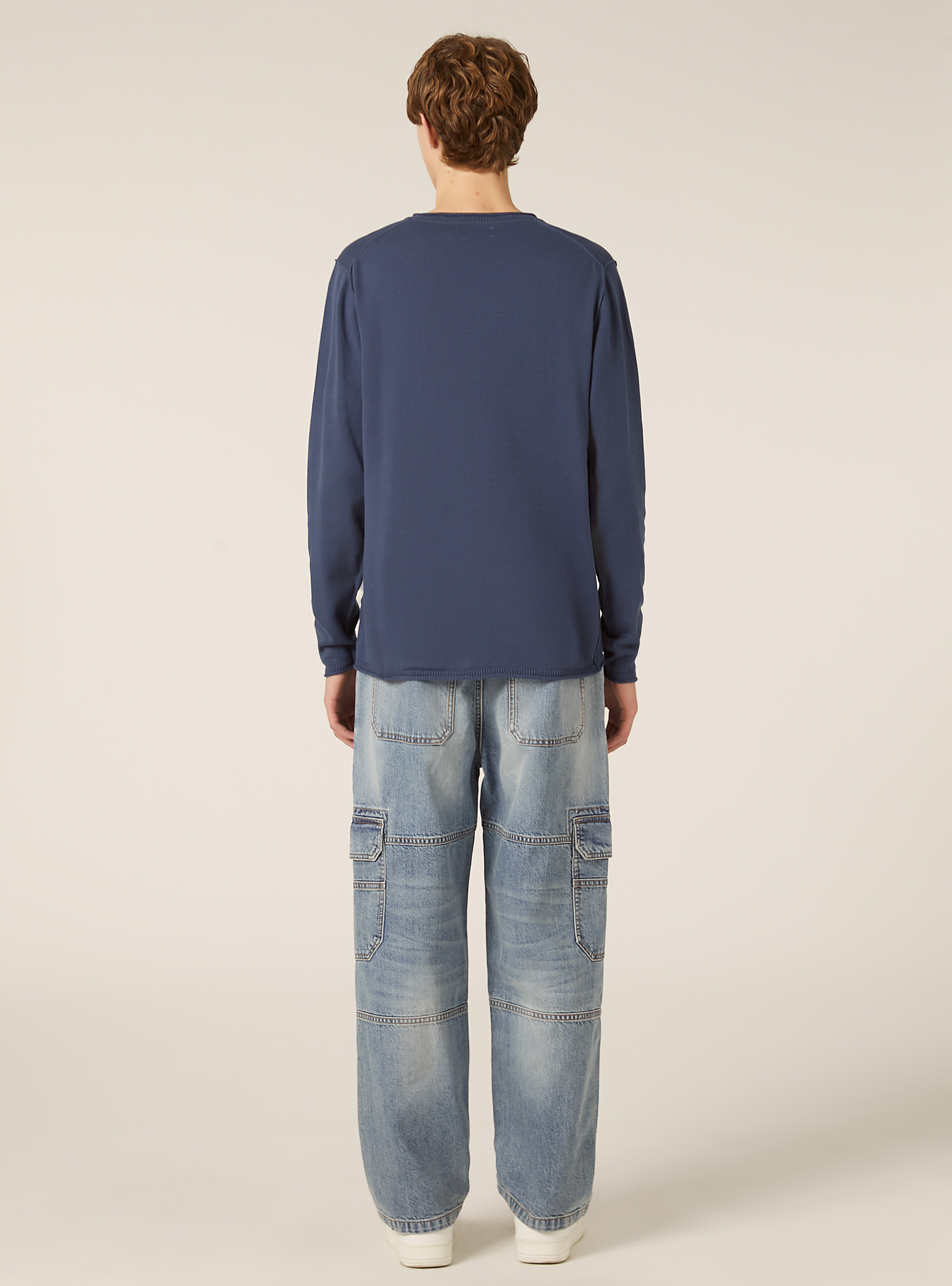Raw cut pullover with roll neck, NA3 NAVY LIGHT