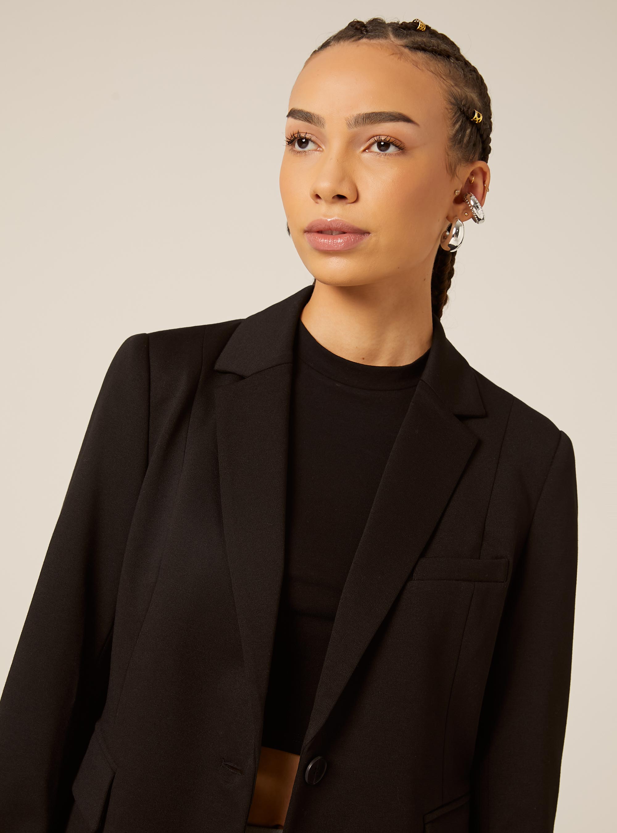 Blazer morbido in jersey, BK1 BLACK