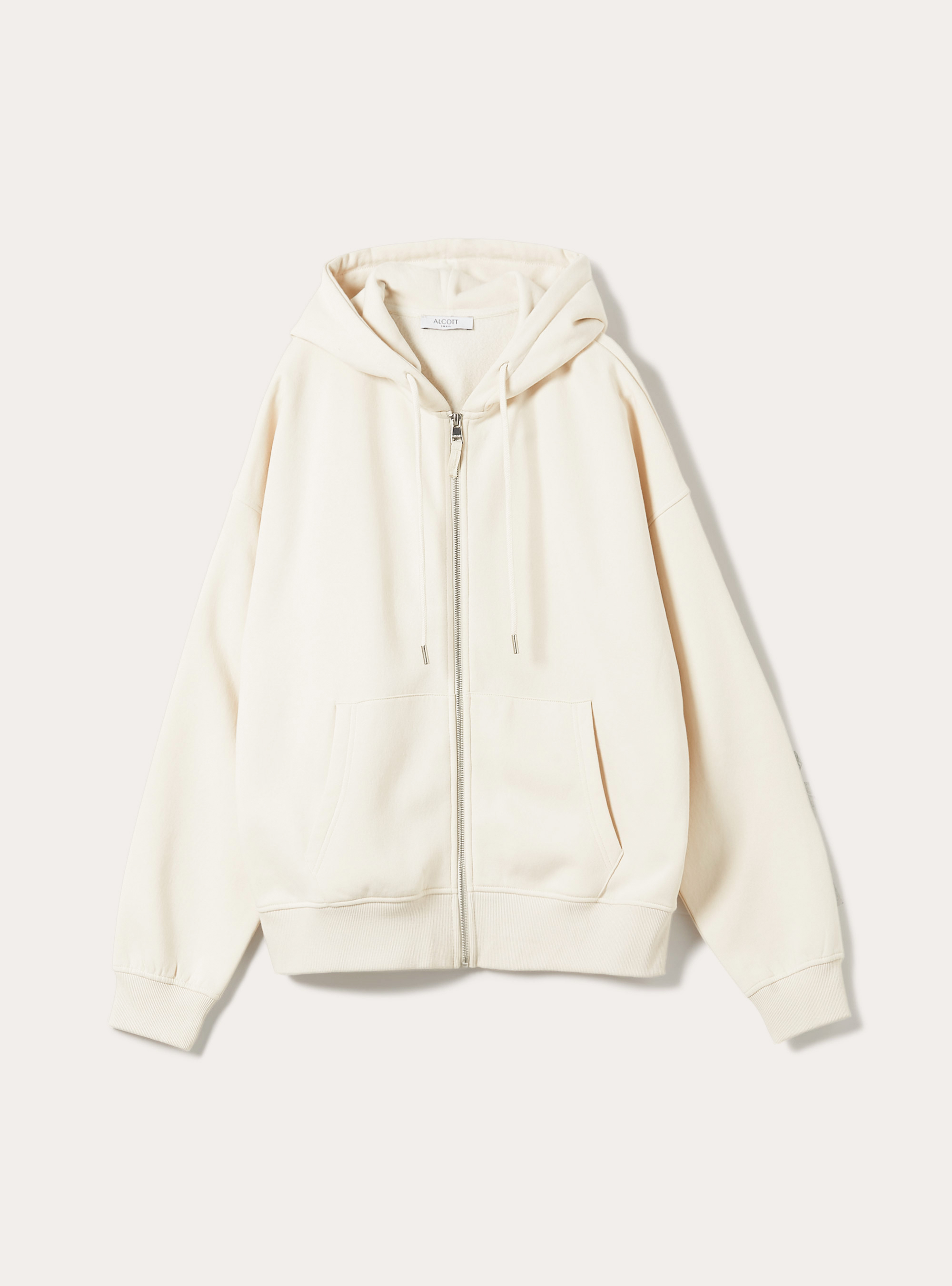 Sudadera con capucha y cremallera de algodón, CR2 CREAM MEDIUM