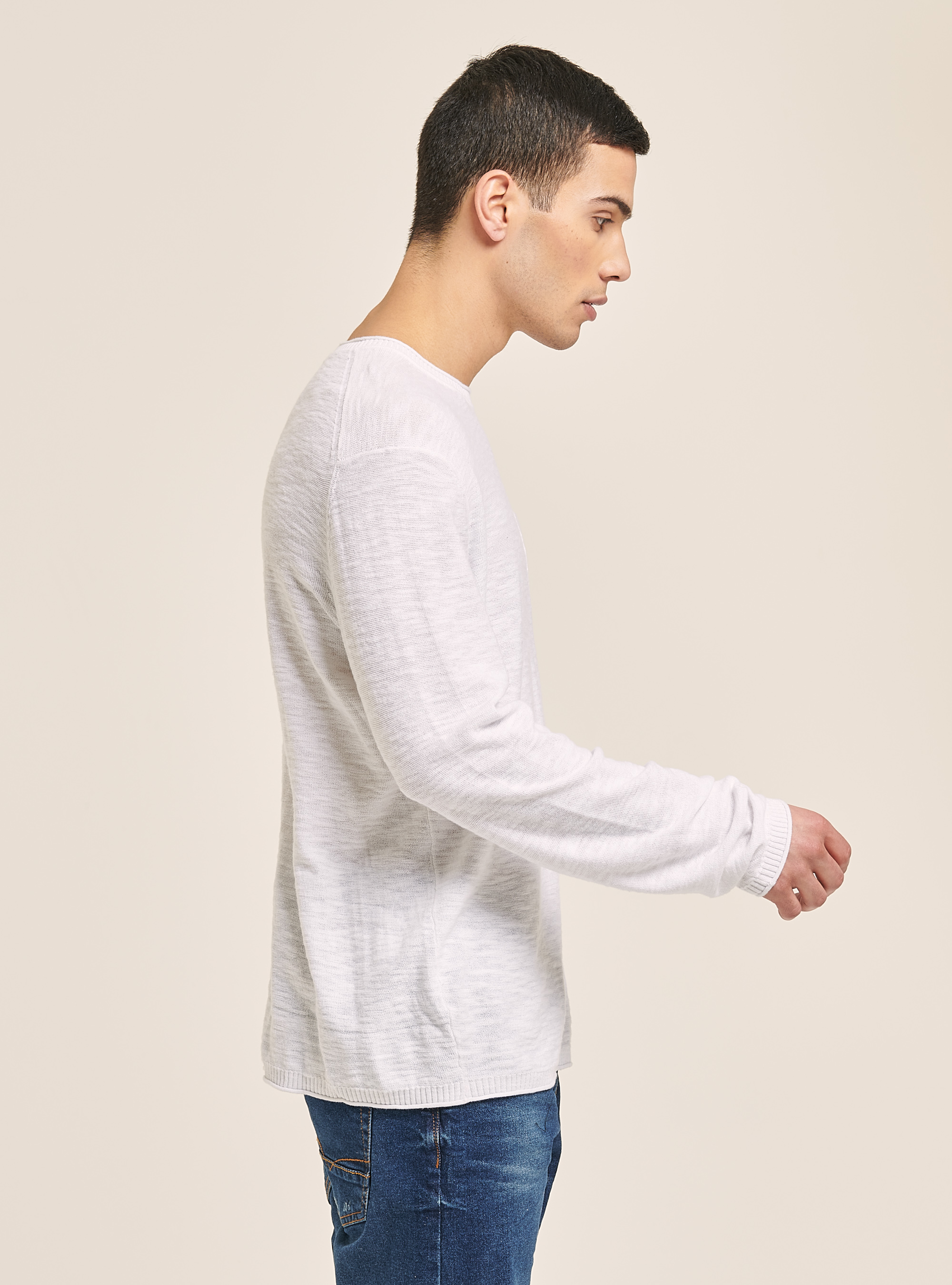 Pullover with roll neck and breast pocket, WH1 OFF WHITE