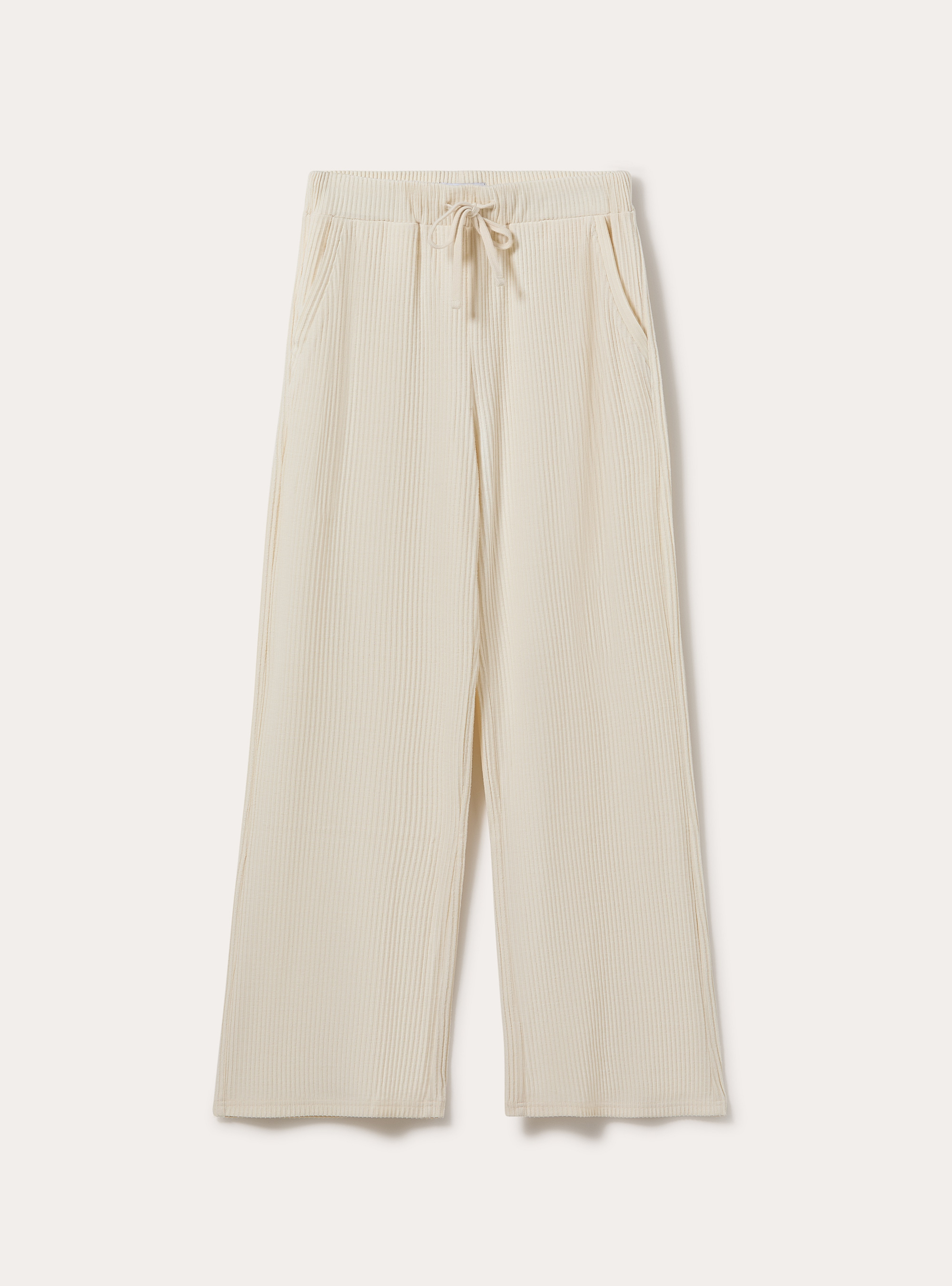 Jogger wide leg a coste, CR3 CREAM LIGHT