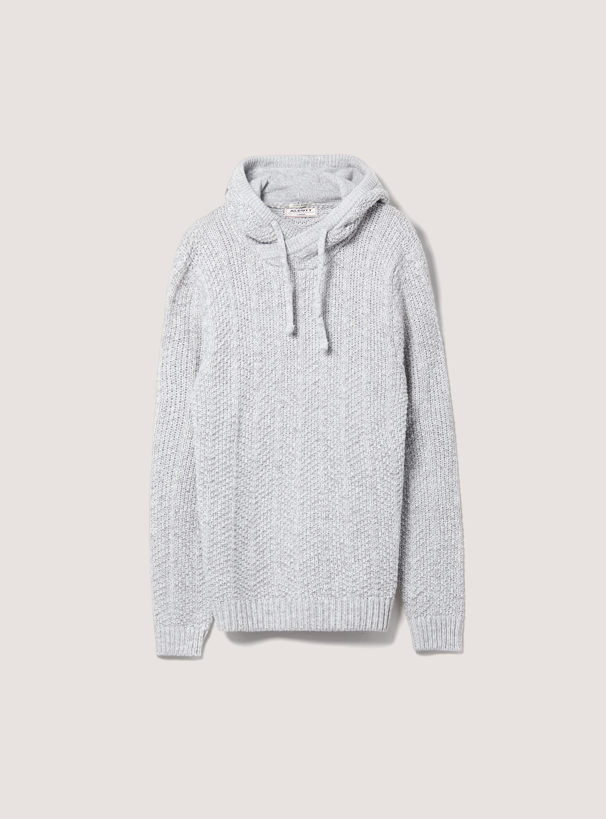 Wool blend hooded pullover, PEARL